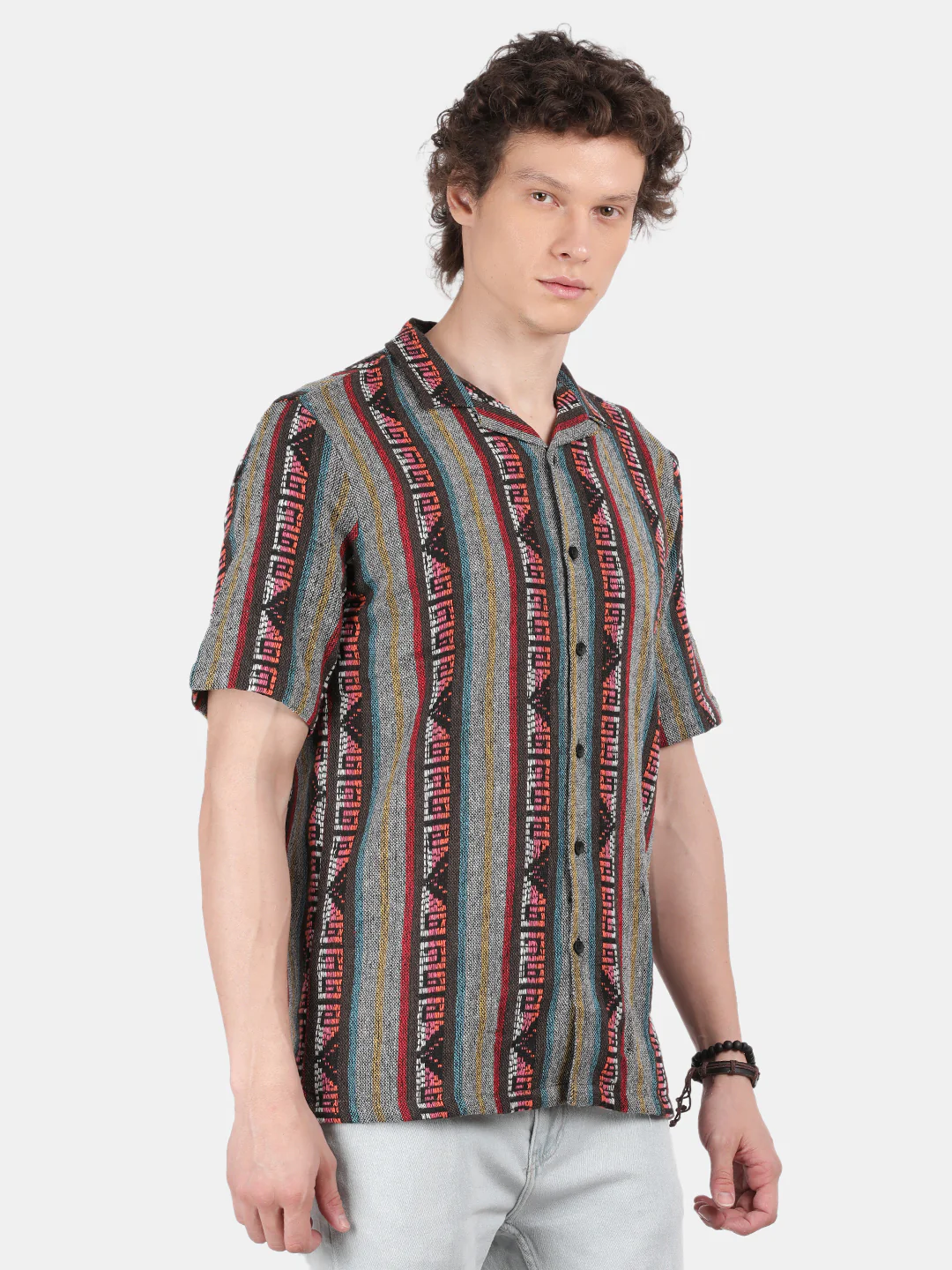 Men Grey Slim Fit Spread Collar Half Sleeve Casual Shirt - Image 2