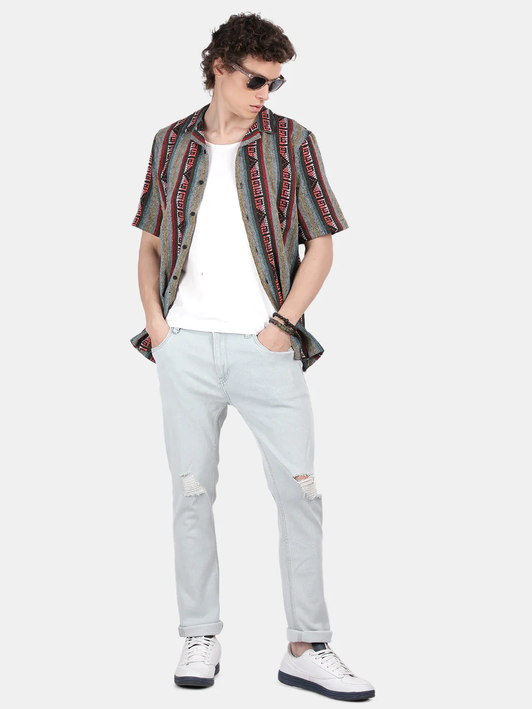 Men Grey Slim Fit Spread Collar Half Sleeve Casual Shirt - Image 3