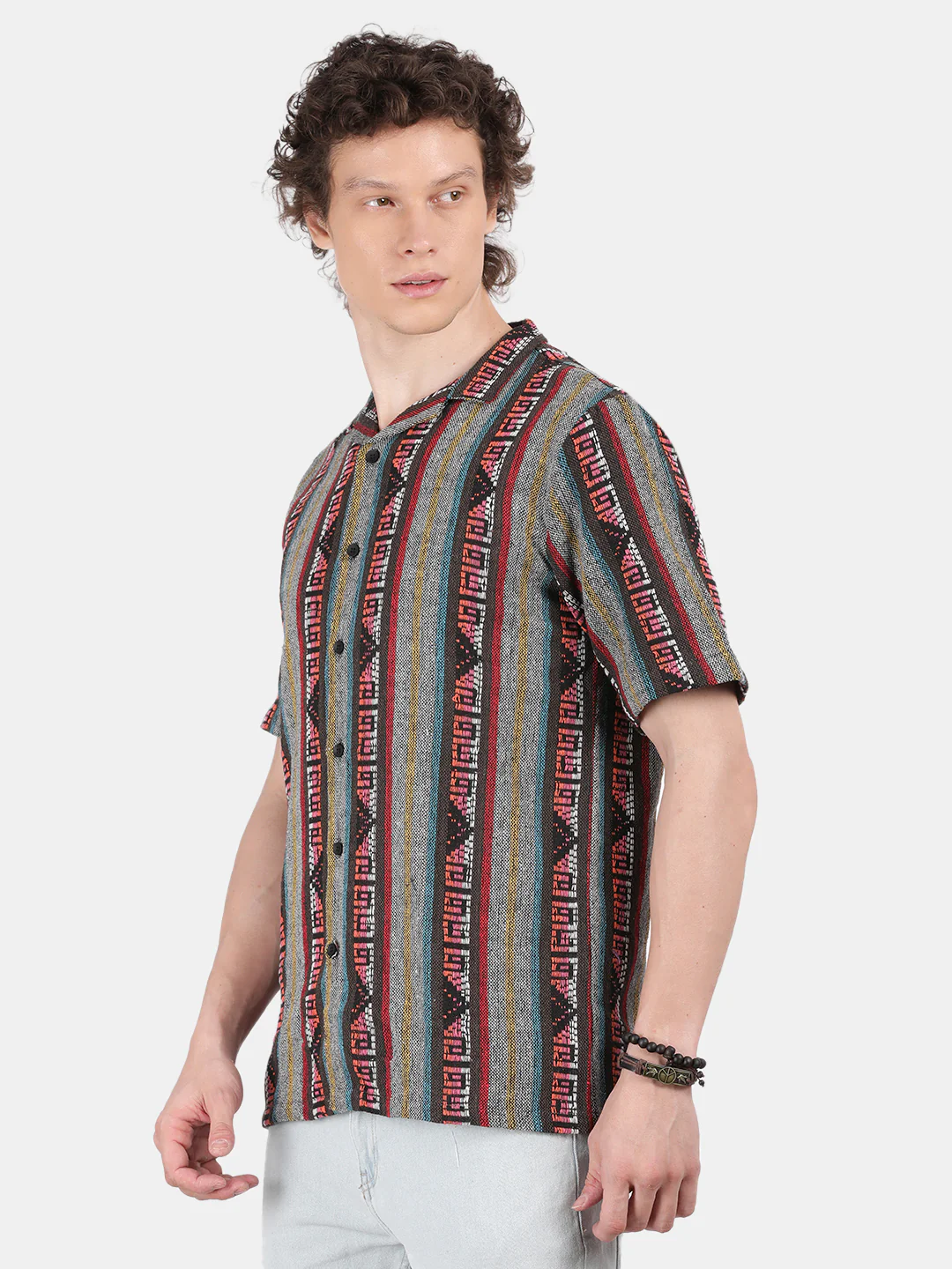 Men Grey Slim Fit Spread Collar Half Sleeve Casual Shirt - Image 5