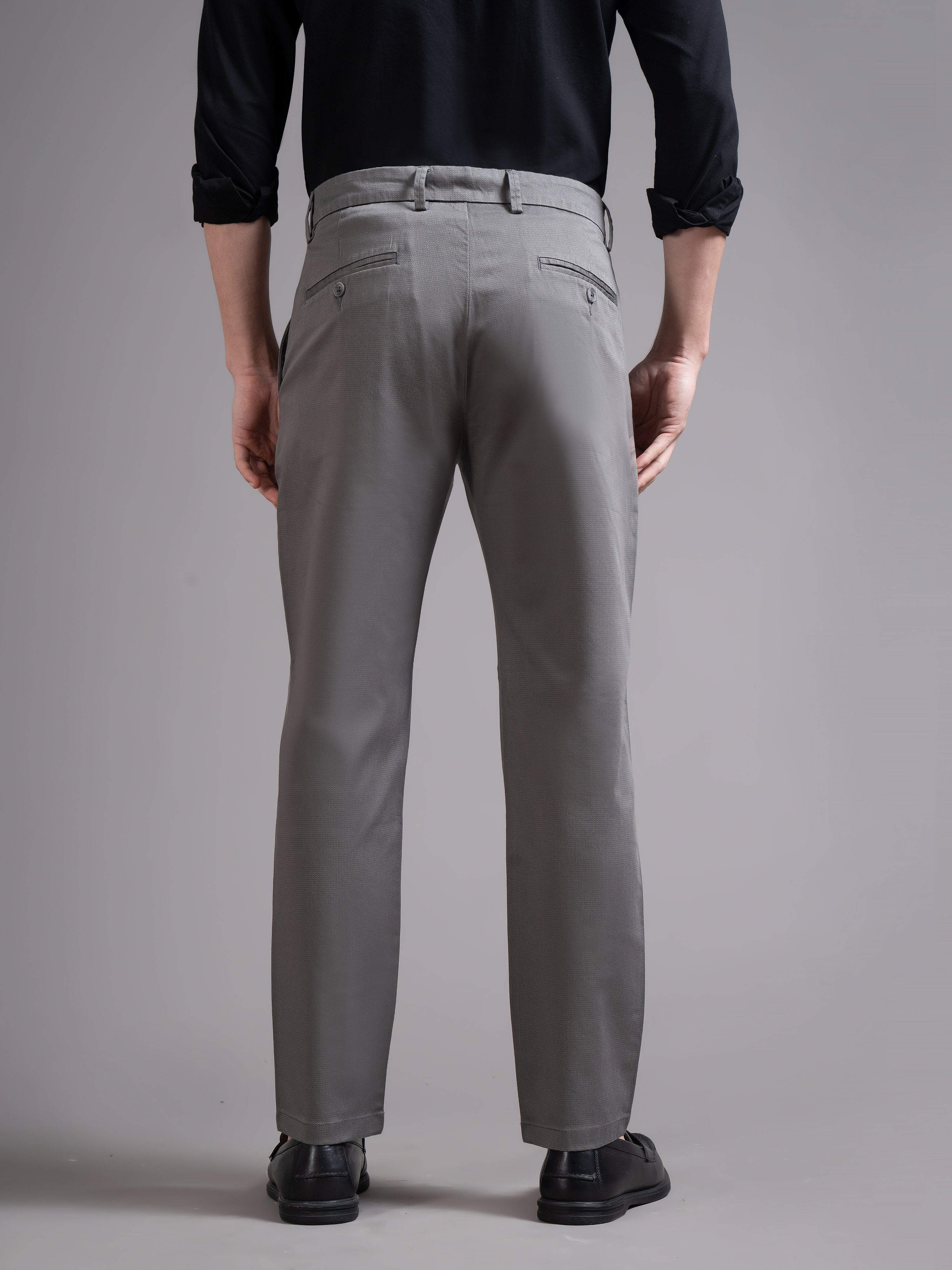 Men Grey Smart Slim Fit Chinos - Image 4