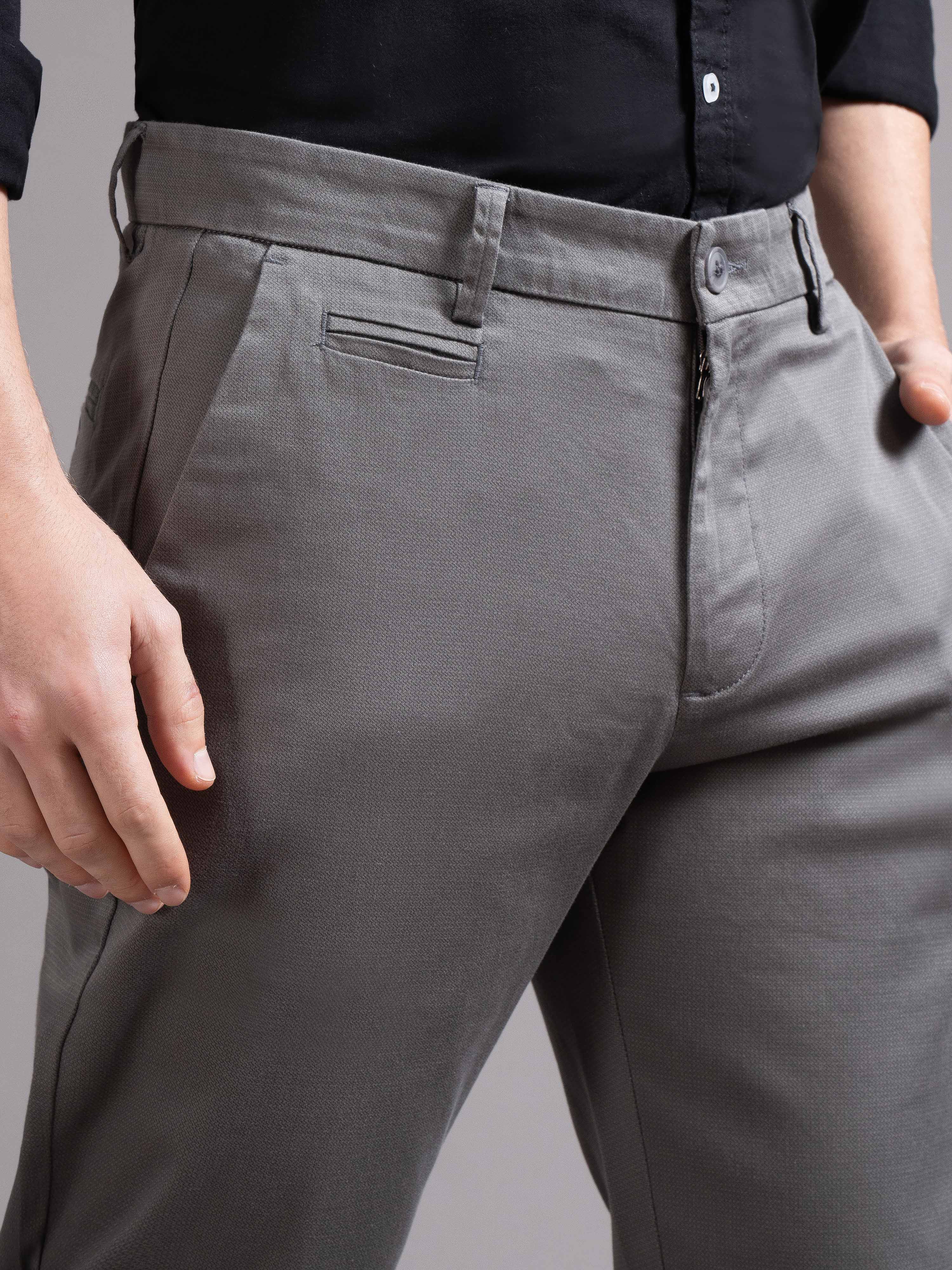 Men Grey Smart Slim Fit Chinos - Image 6