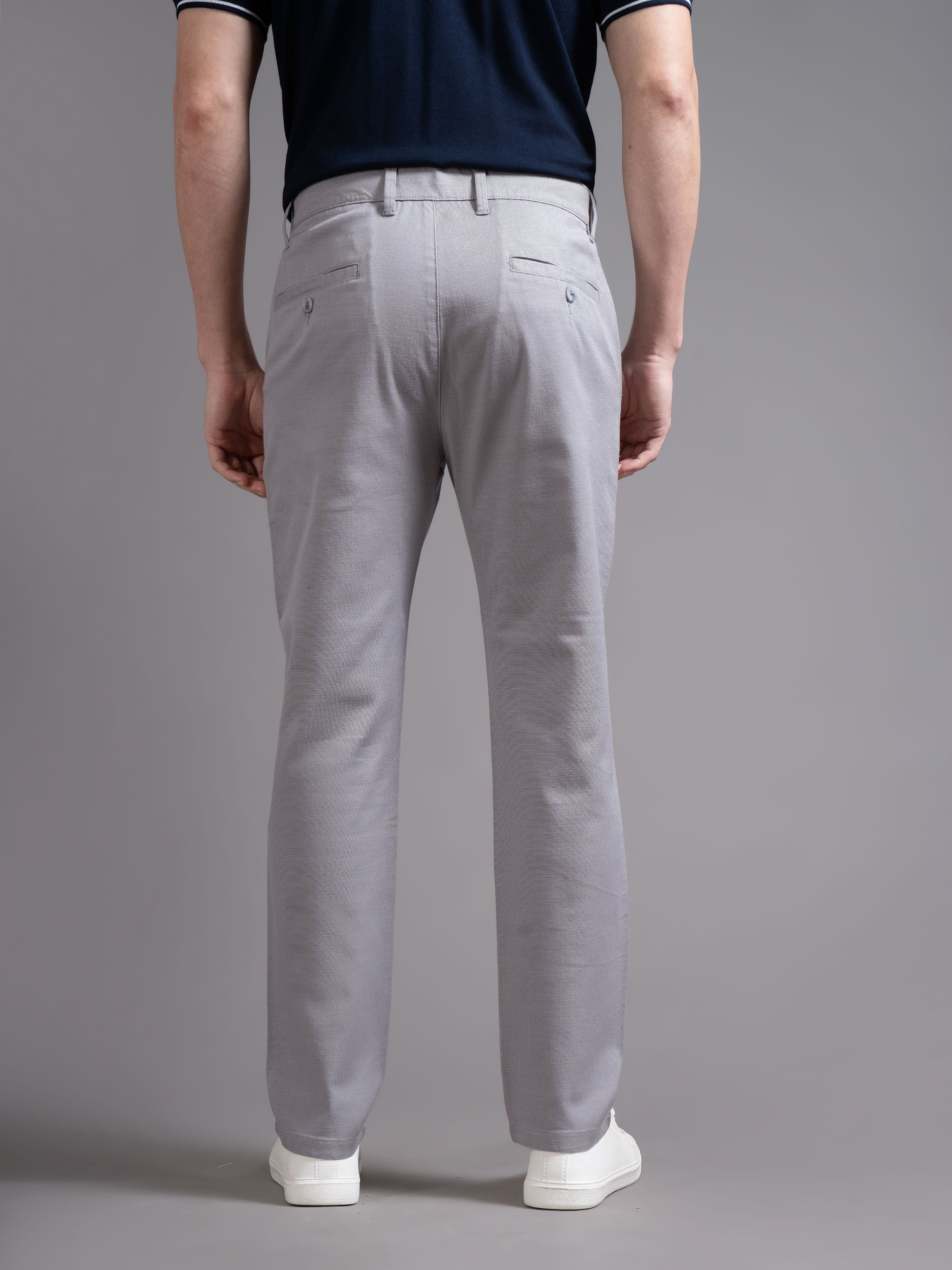 Men Grey Smart Slim Fit Chinos - Image 4