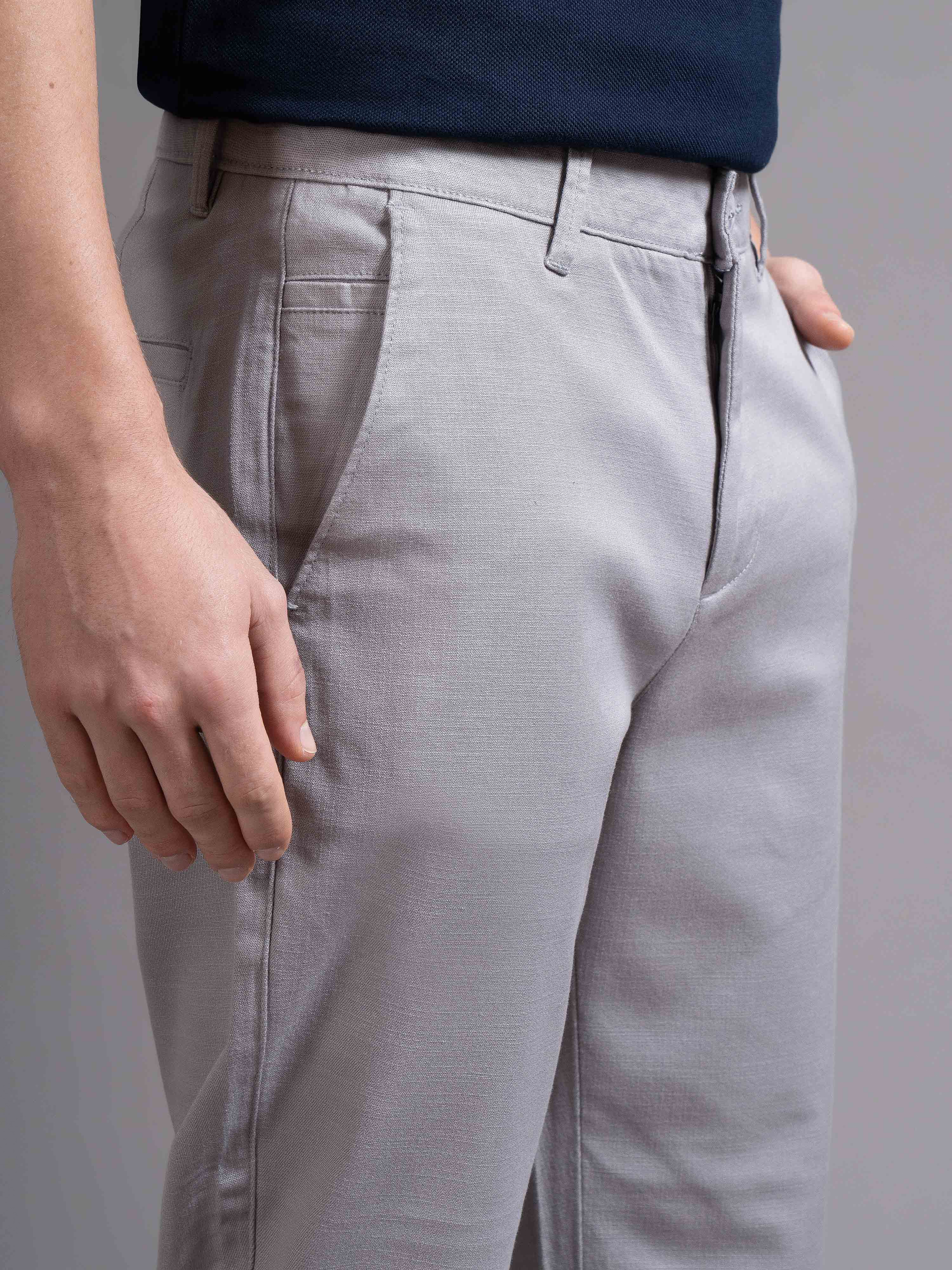 Men Grey Smart Slim Fit Chinos - Image 8