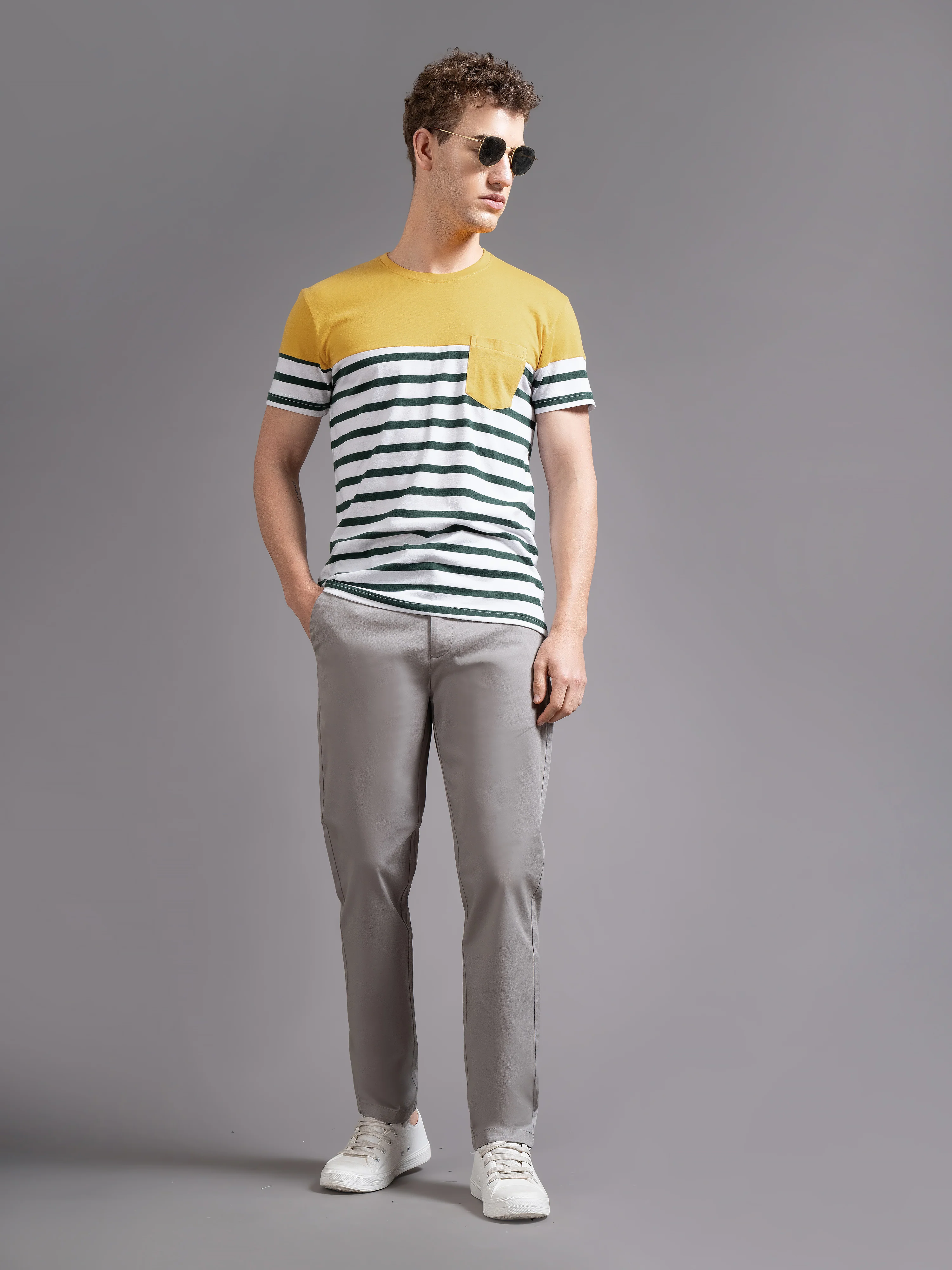 Men Grey Smart Slim Fit Chinos - Image 2