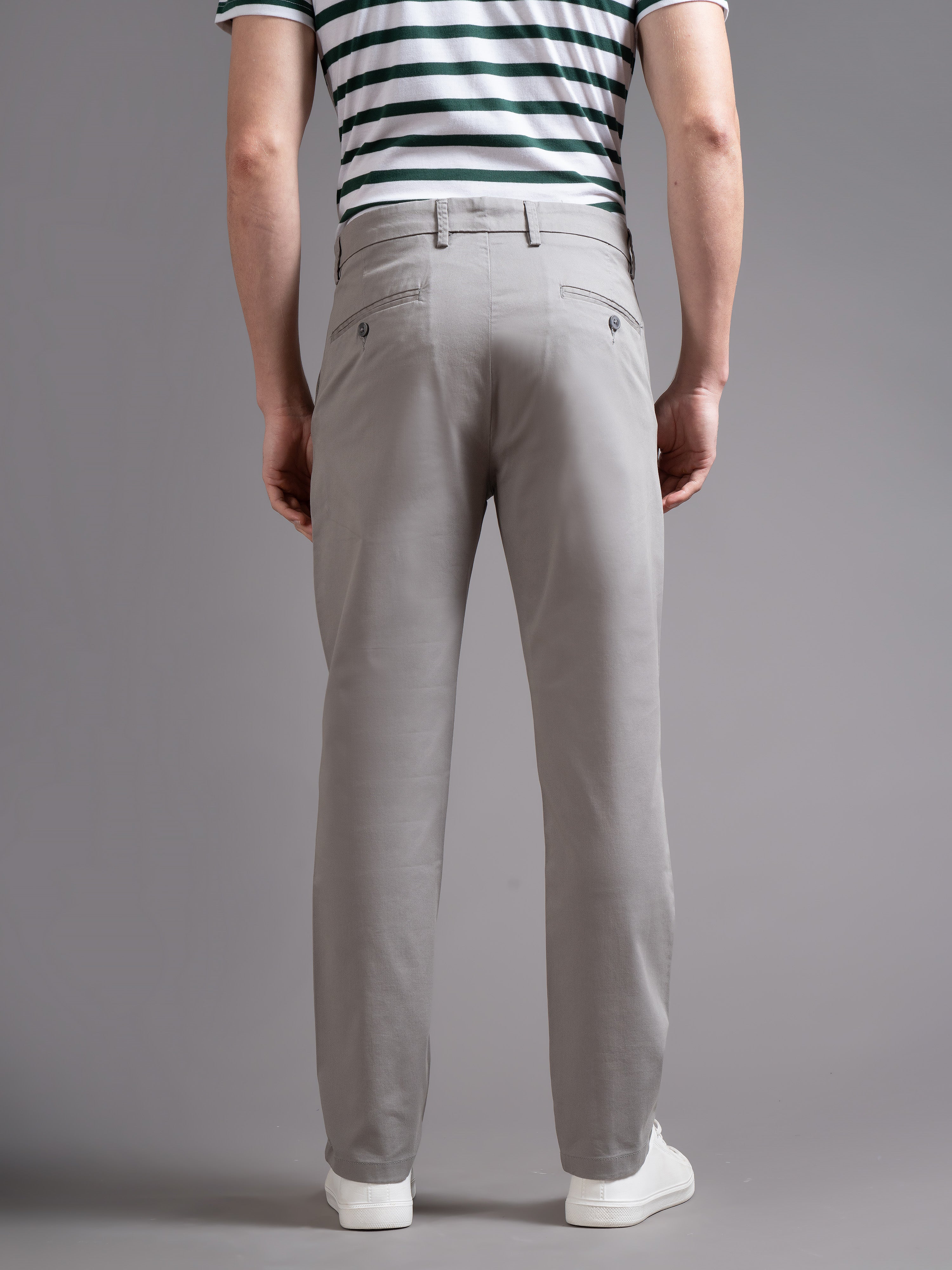 Men Grey Smart Slim Fit Chinos - Image 4