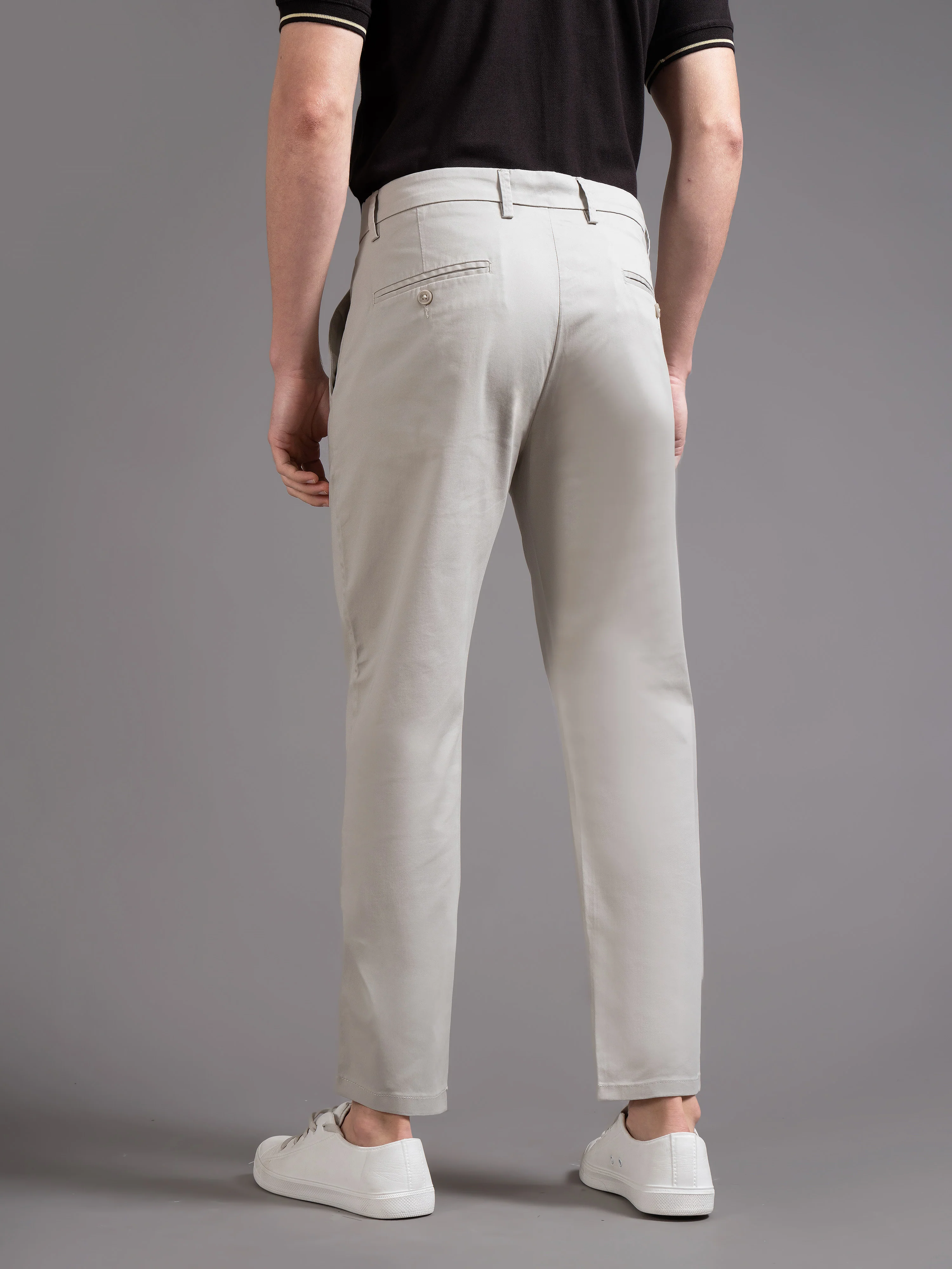 Men Grey Smart Slim Fit Chinos - Image 4