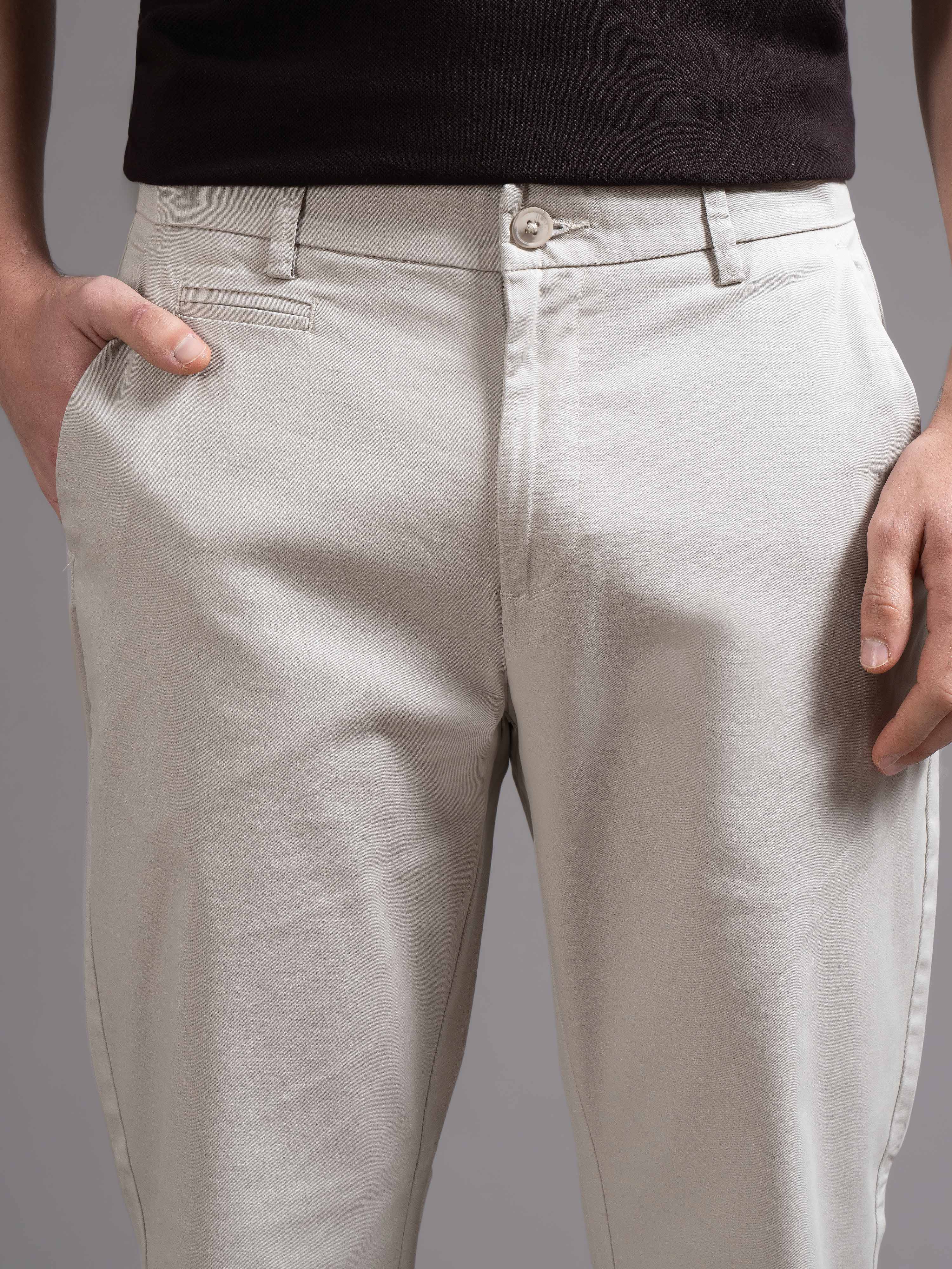 Men Grey Smart Slim Fit Chinos - Image 6