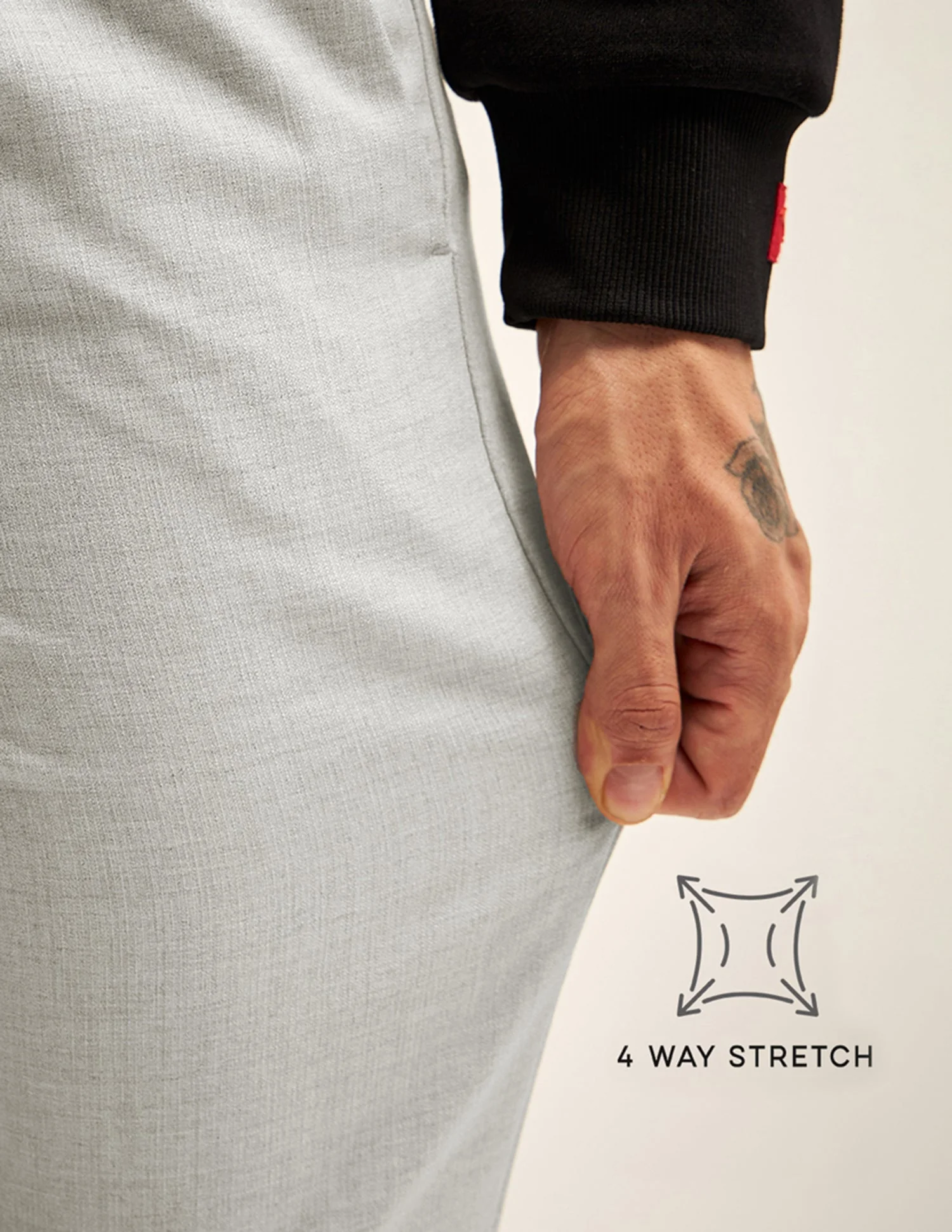 Men Grey Solid 4 Way Stretch Formal Trouser - Image 5