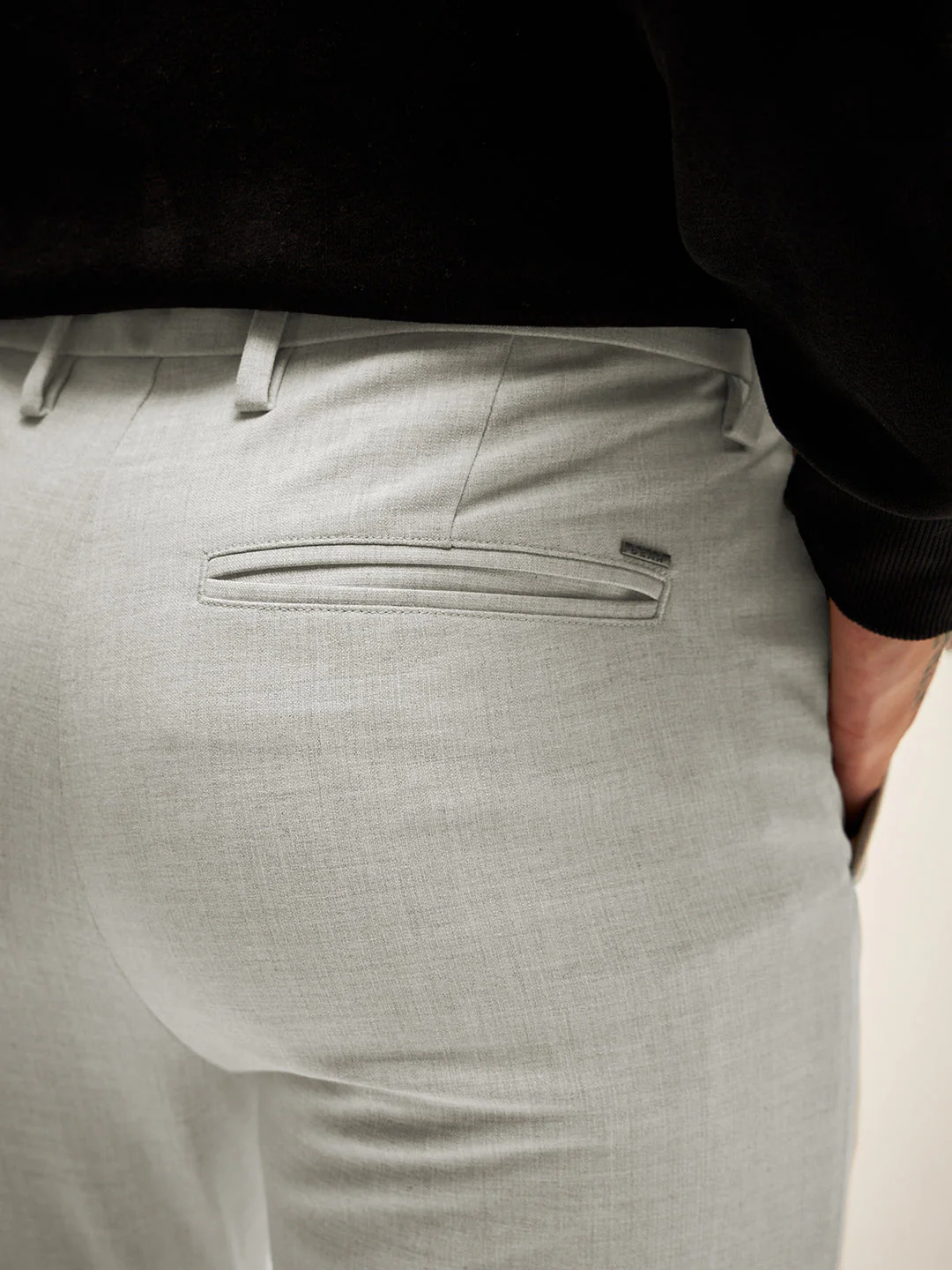 Men Grey Solid 4 Way Stretch Formal Trouser - Image 7