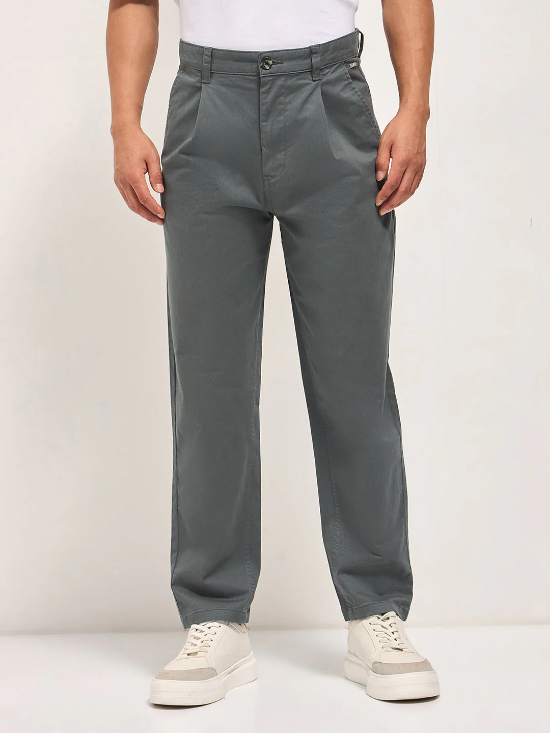 Men Grey Solid Casual Chino Trouser - Image 7