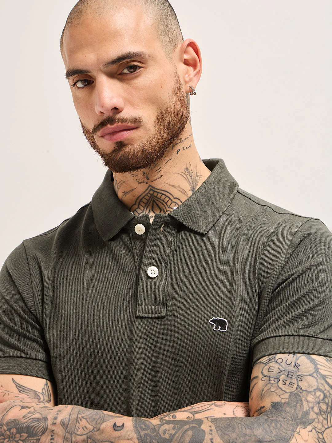 Men Grey Solid Regular Fit Polo - Image 5