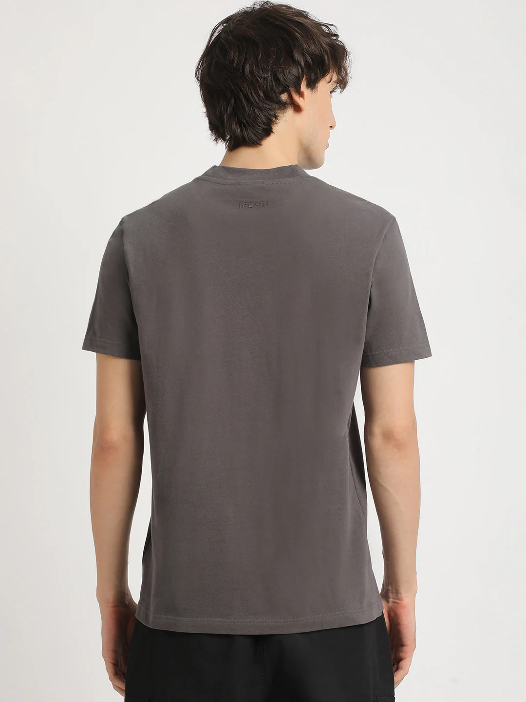 Men Grey Solid Regular Fit Round Neck T Shirt | The Bear House - Image 4