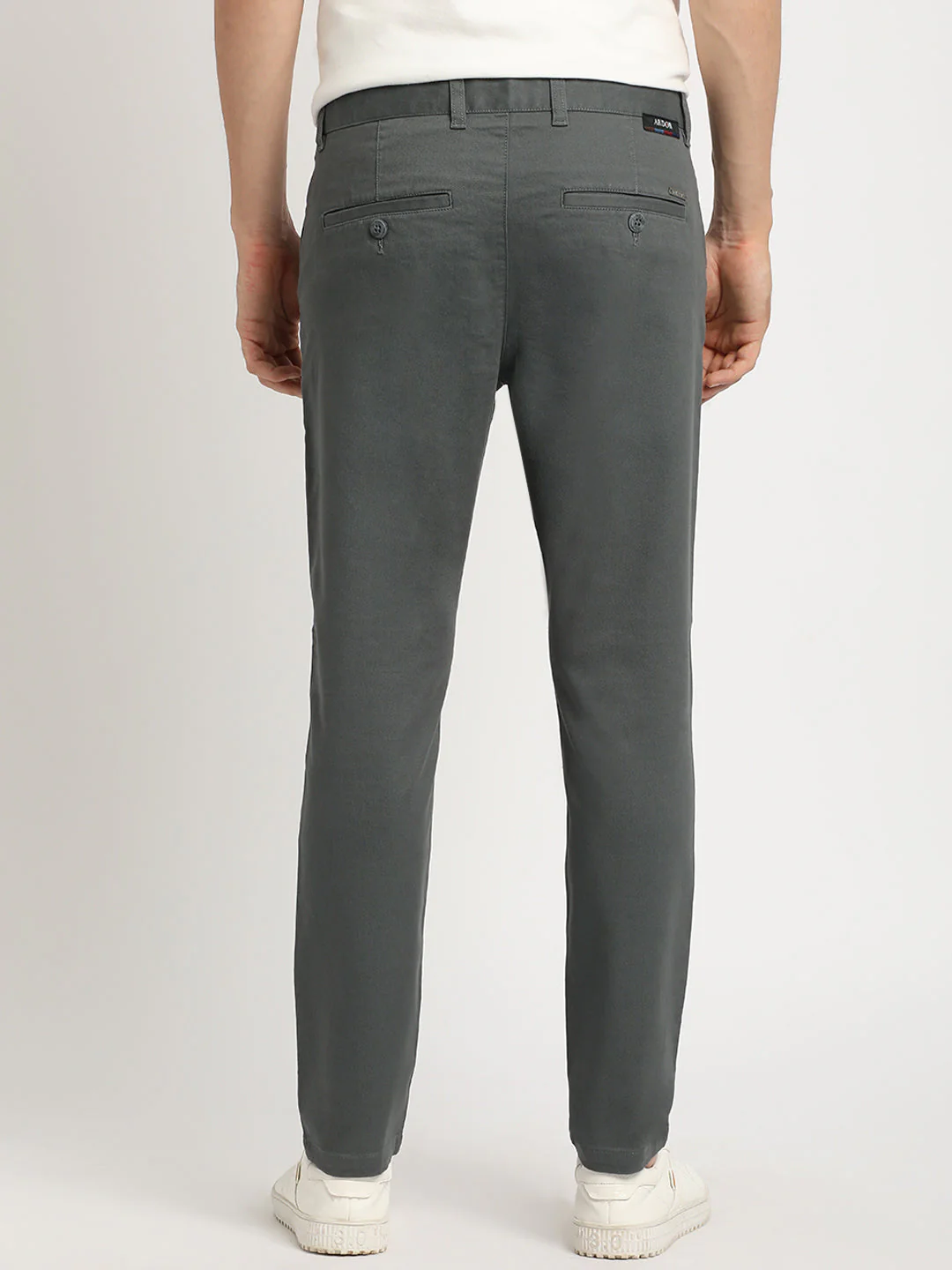 Men Grey Solid Slim Fit Formal Trouser - Image 4