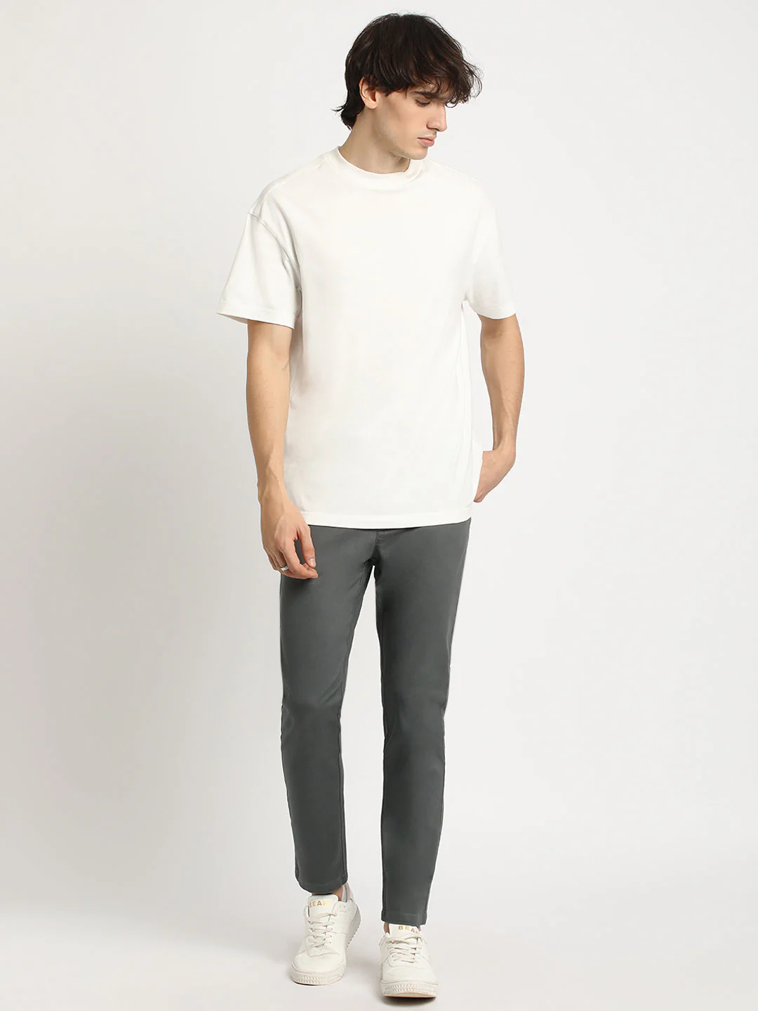 Men Grey Solid Slim Fit Formal Trouser - Image 5