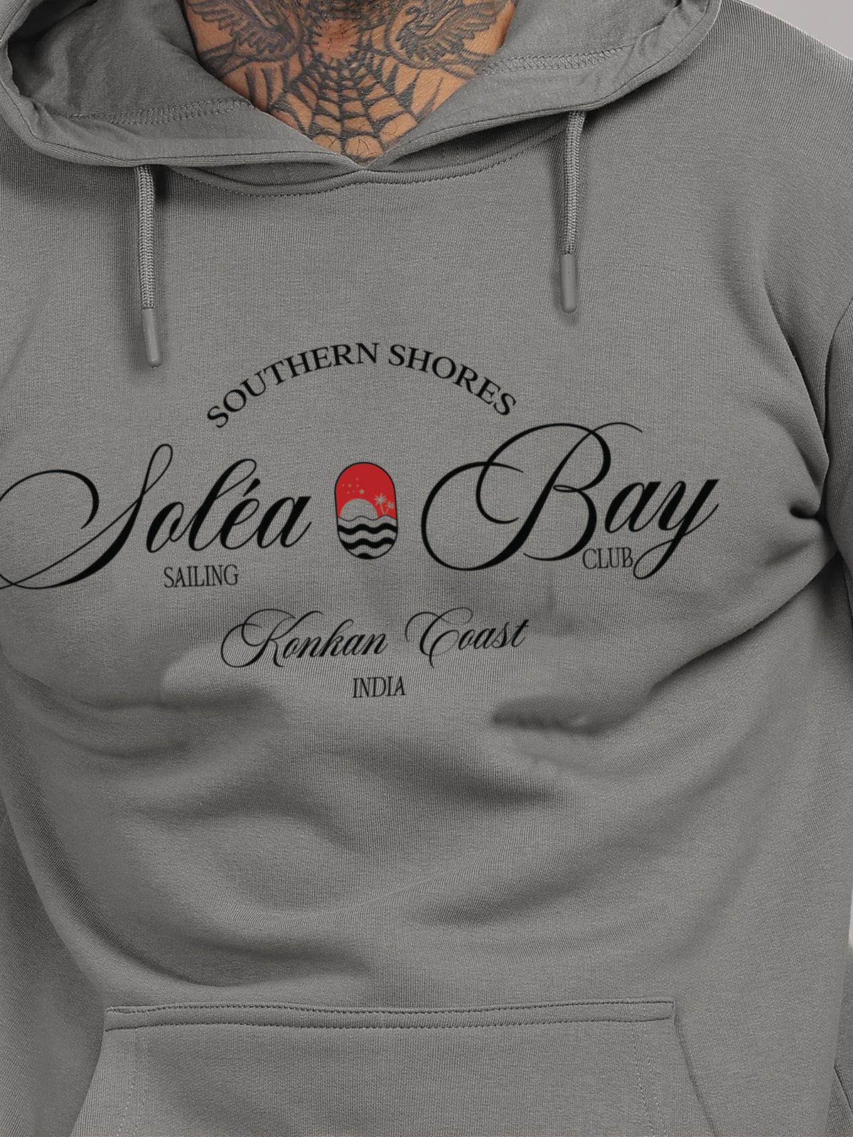 Men Grey Printed Hoodie - Image 3