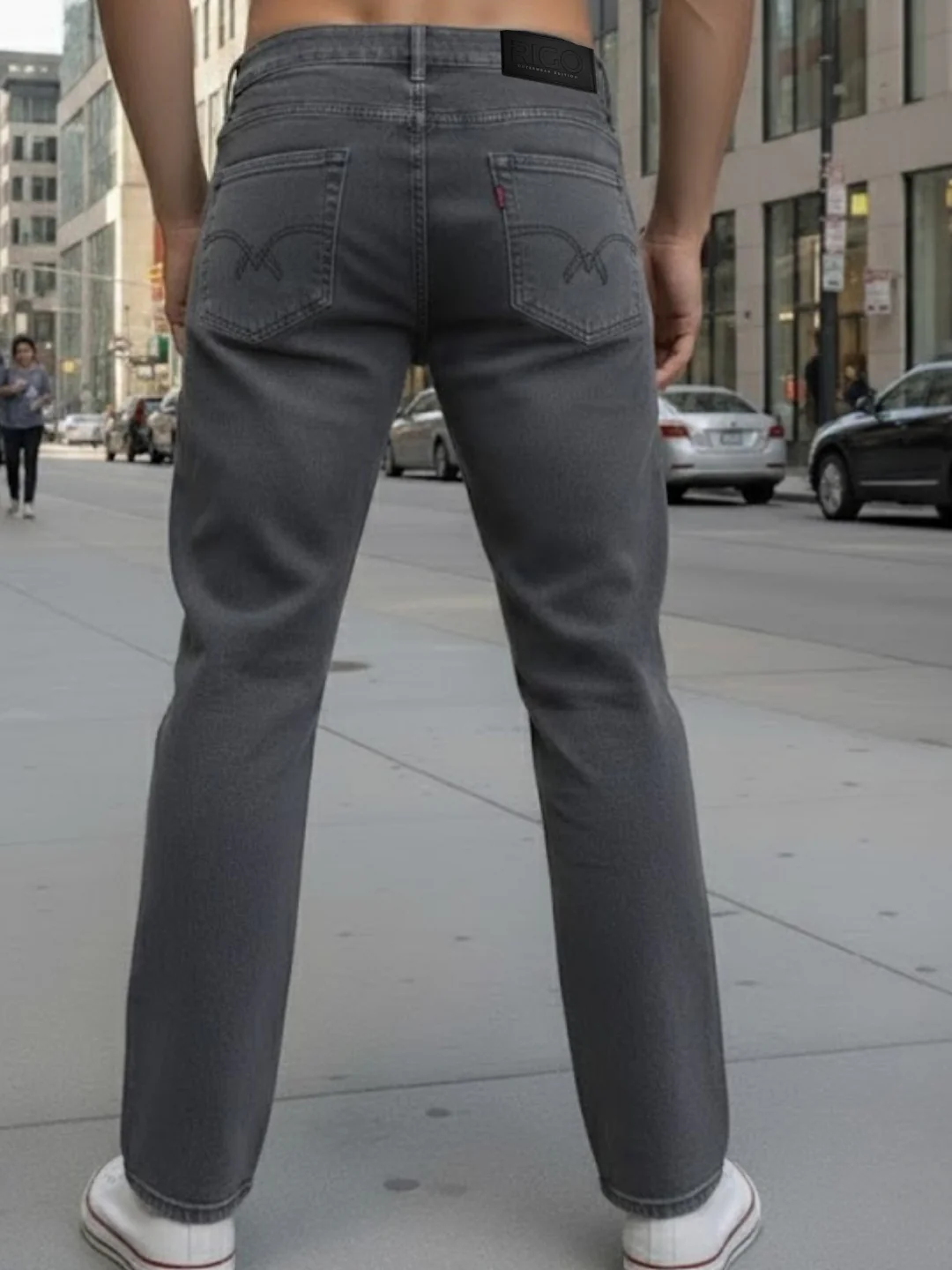 Men Grey Straight Fit Jeans - Image 4