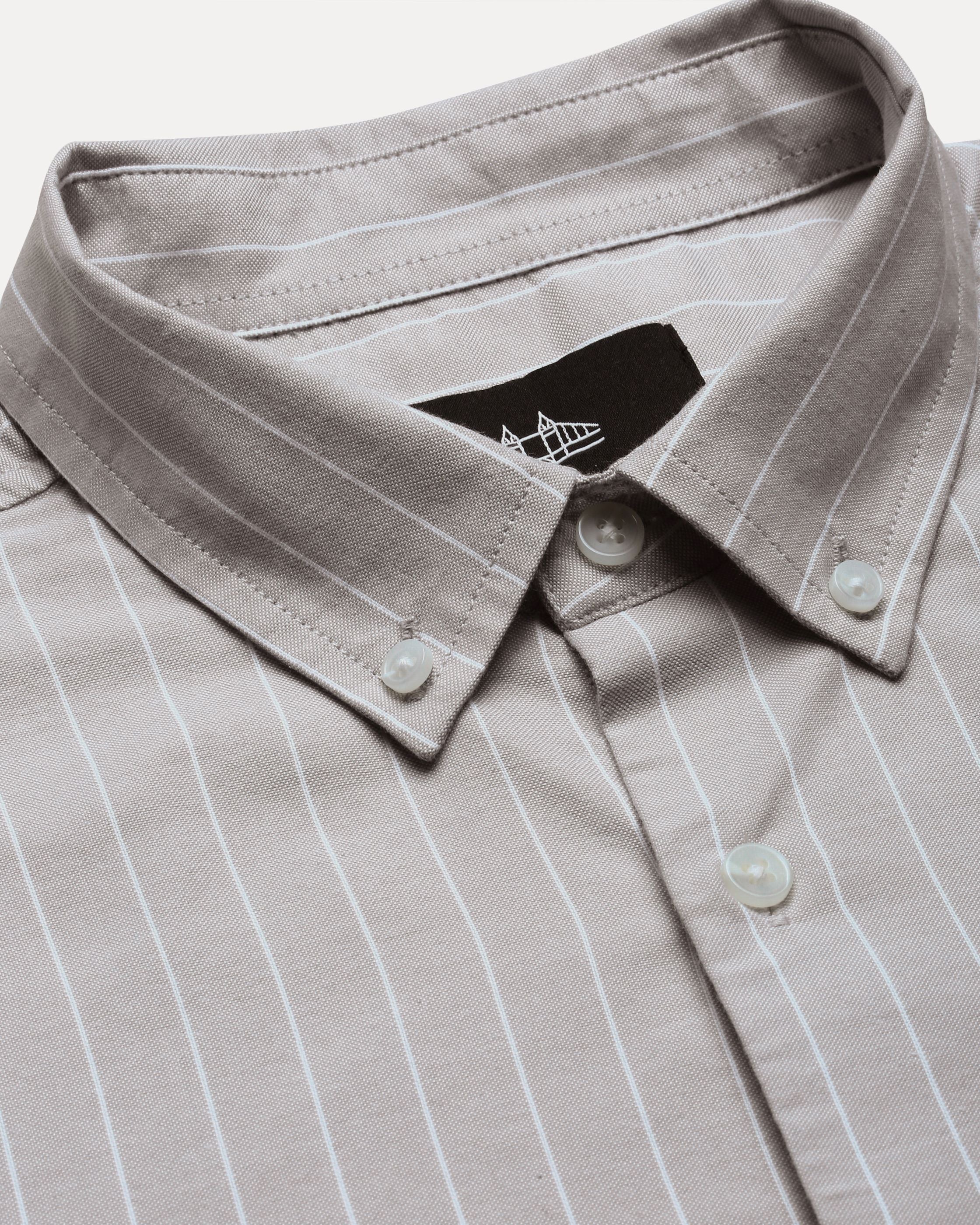 Men Grey Striped Shirt - Image 8