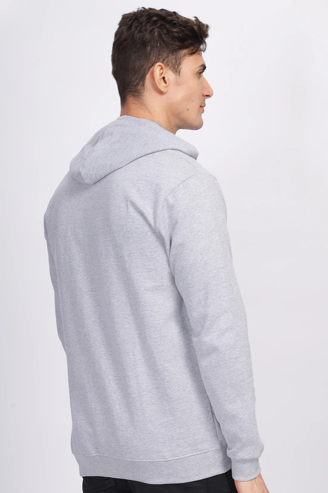 Men Grey Sweatshirt With Zipper Hoodies - Image 2