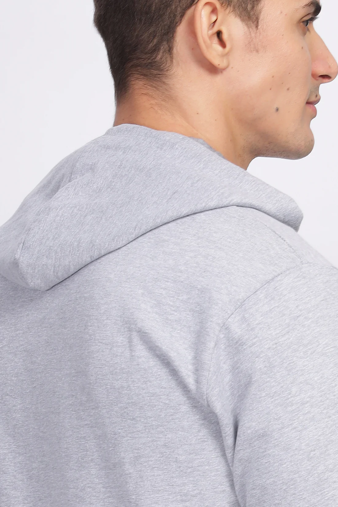 Men Grey Sweatshirt With Zipper Hoodies - Image 3