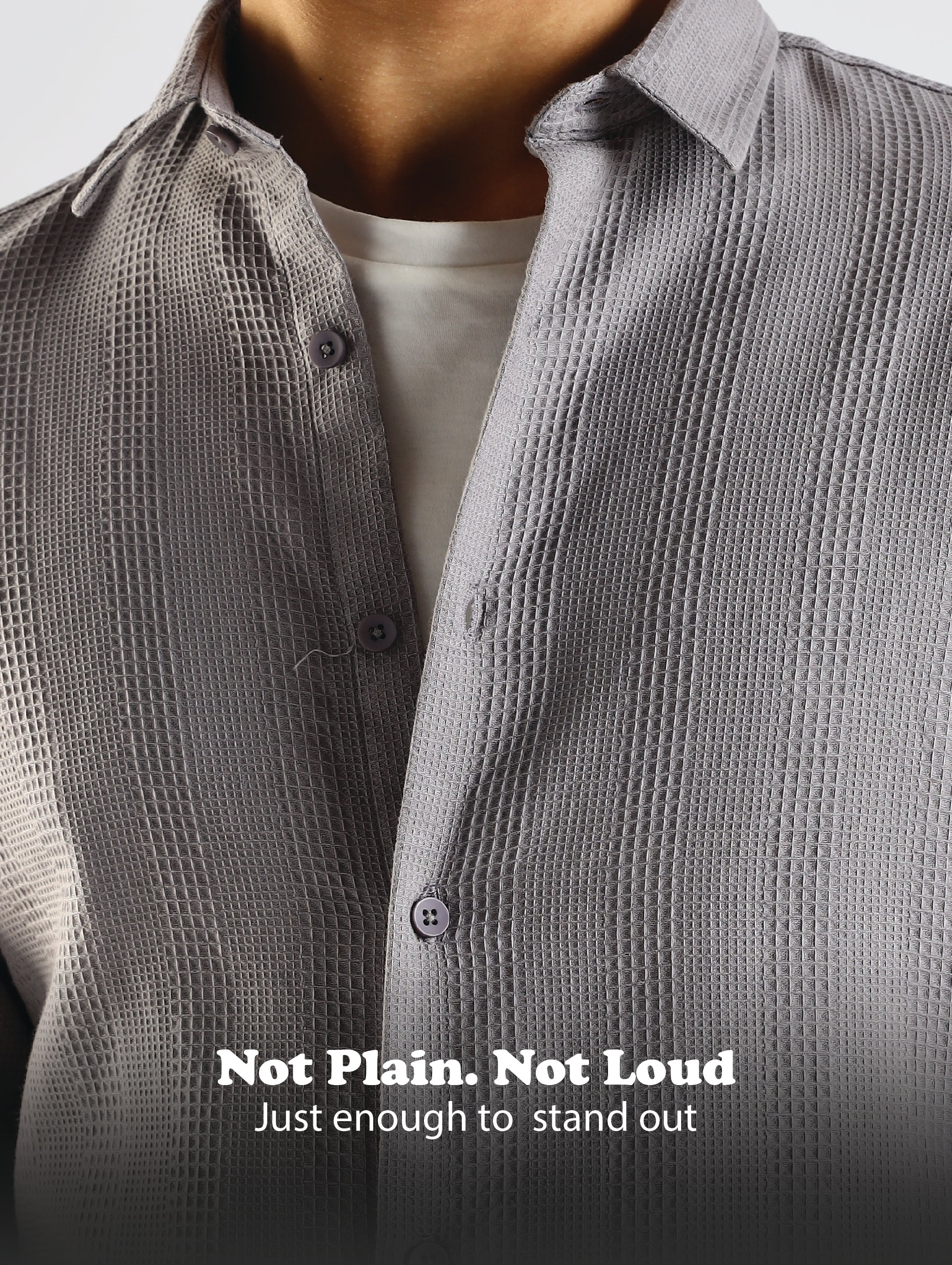 Men Grey Textured Cotton Shirt - Image 13