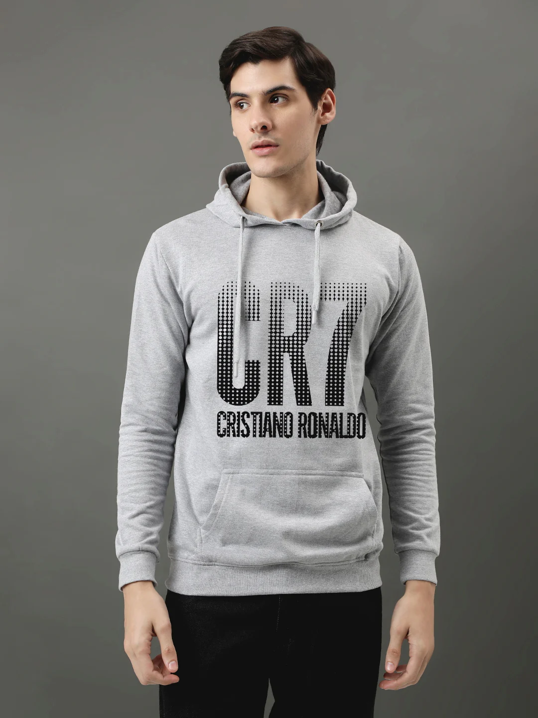 Men Grey Printed Hoodie - Image 2