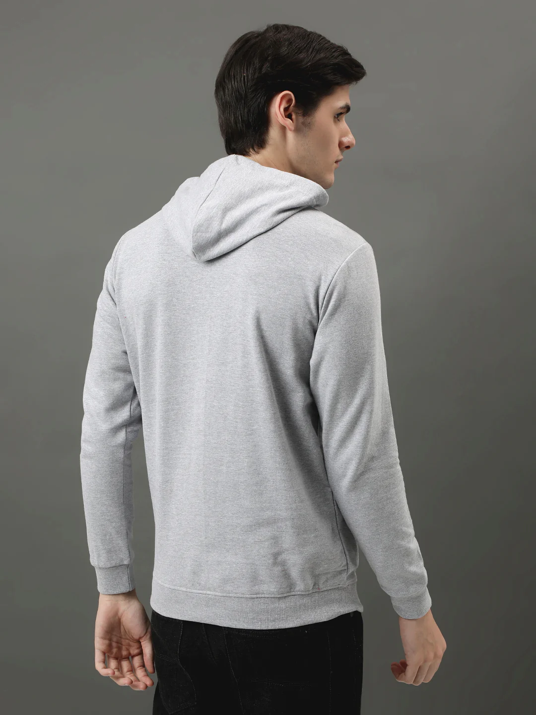 Men Grey Printed Hoodie - Image 3