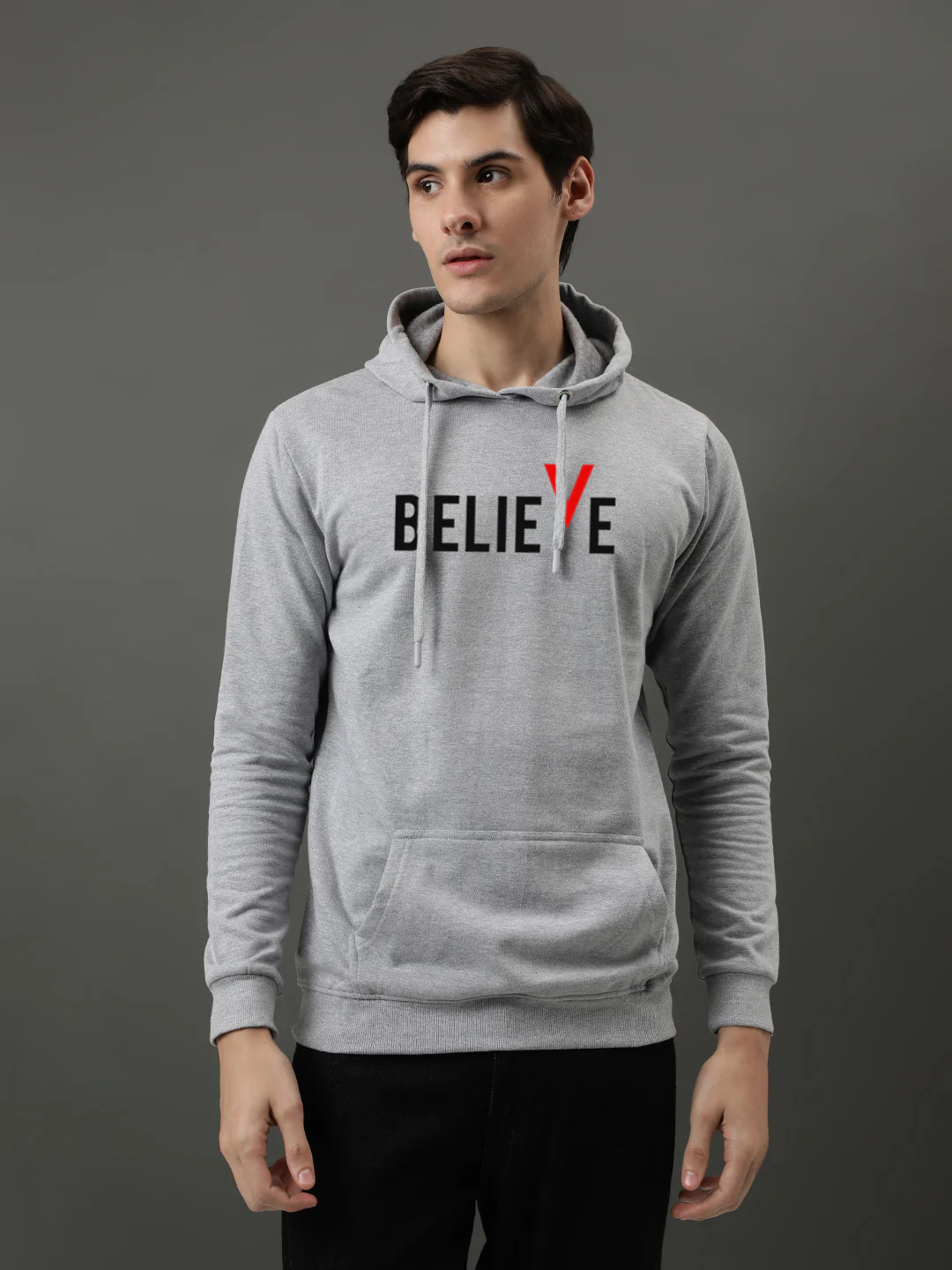 Men Grey Printed Hoodie - Image 2