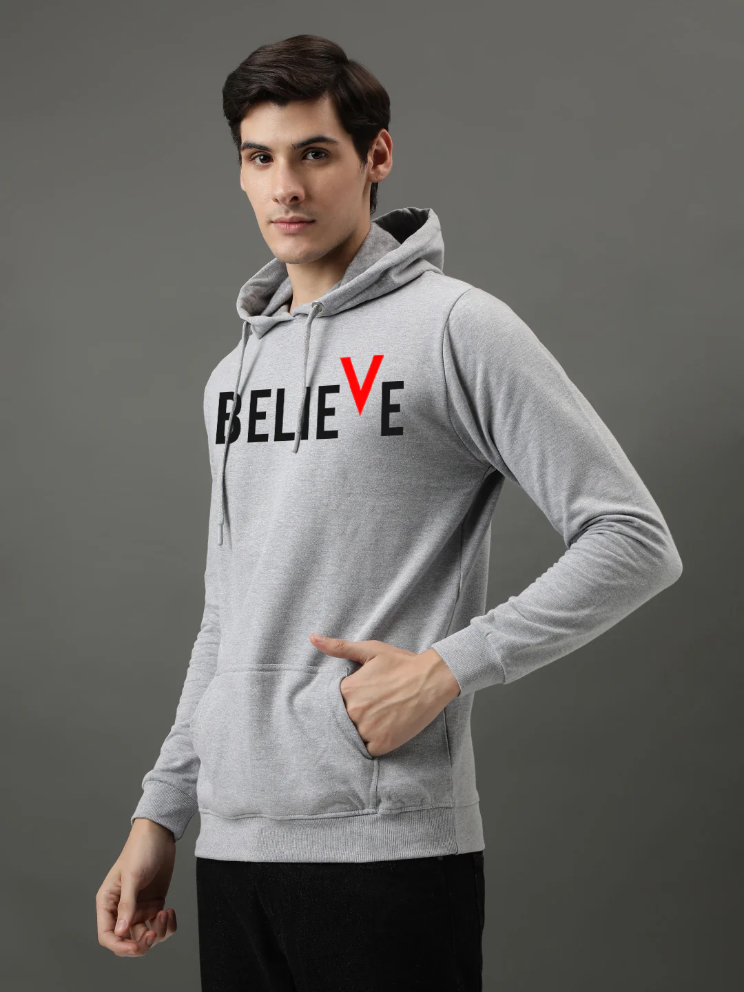 Men Grey Printed Hoodie - Image 4