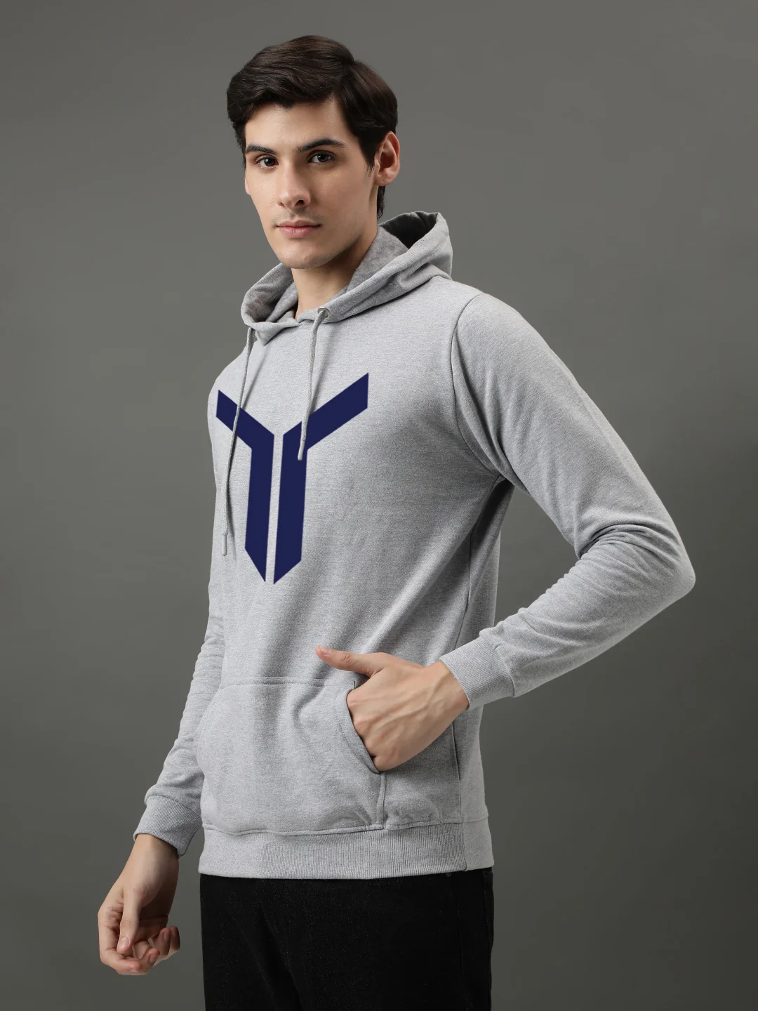 Men Grey Printed Hoodie - Image 3