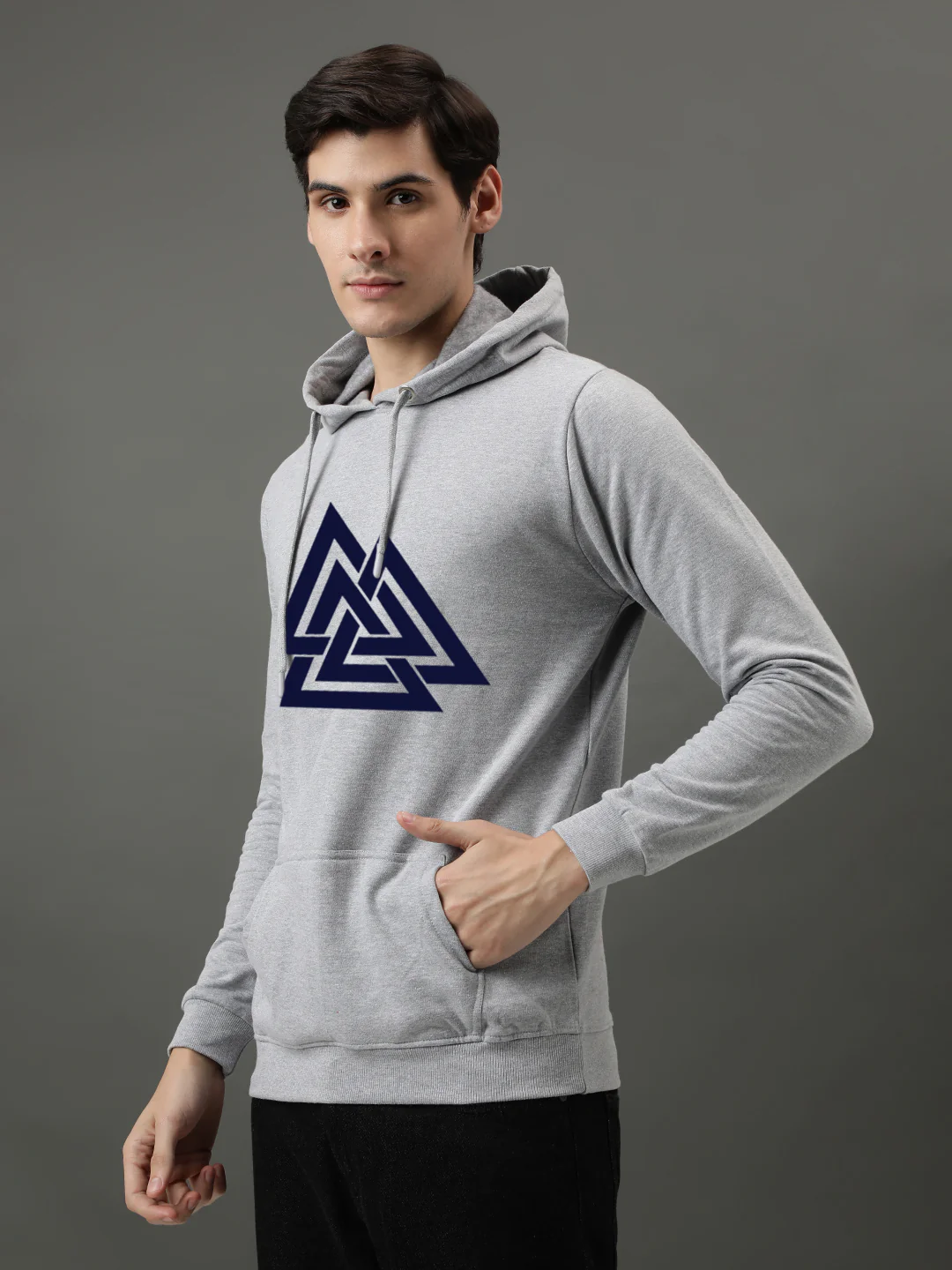 Men Grey Printed Hoodie - Image 3