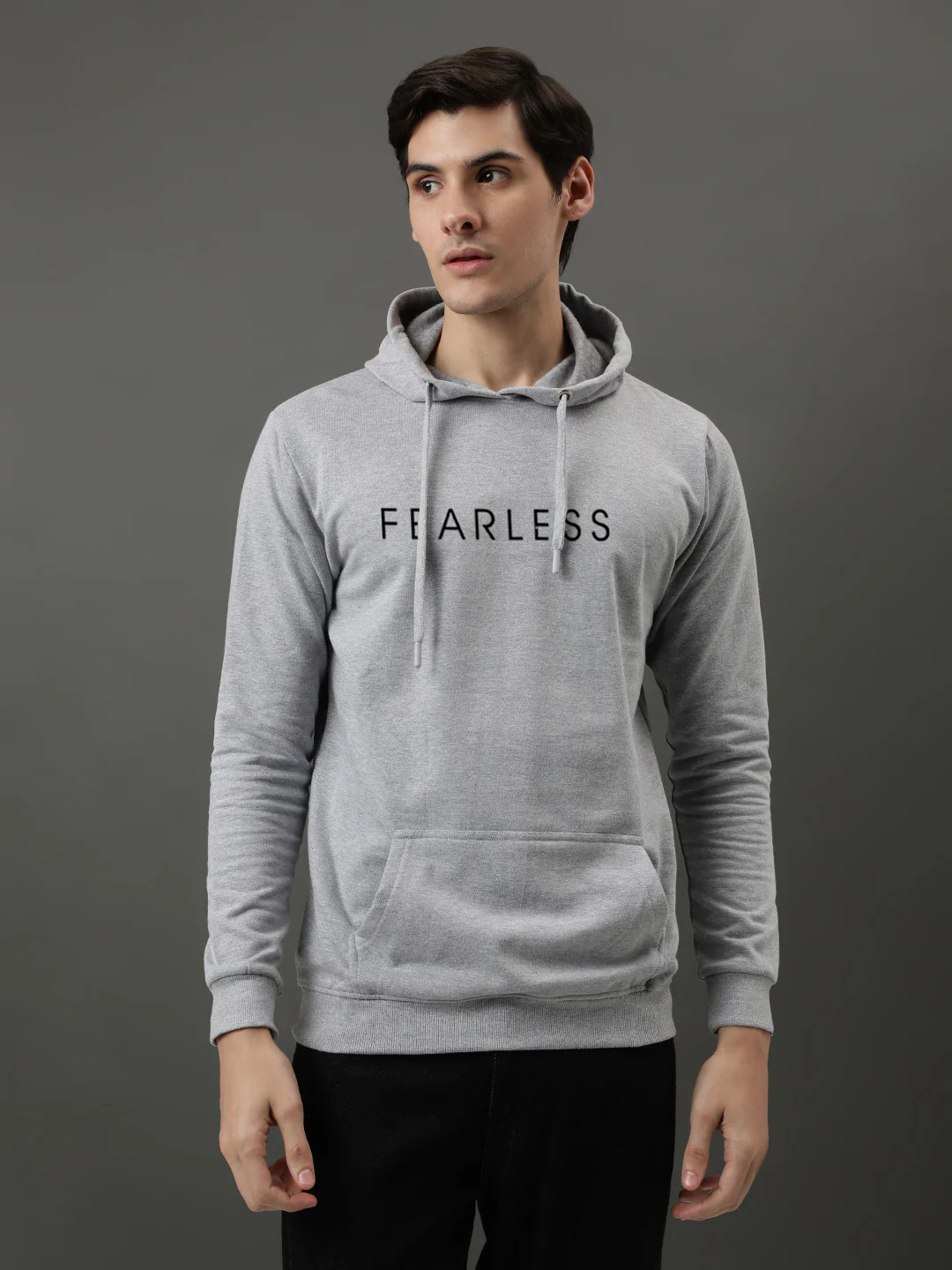 Men Grey Printed Hoodie - Image 2