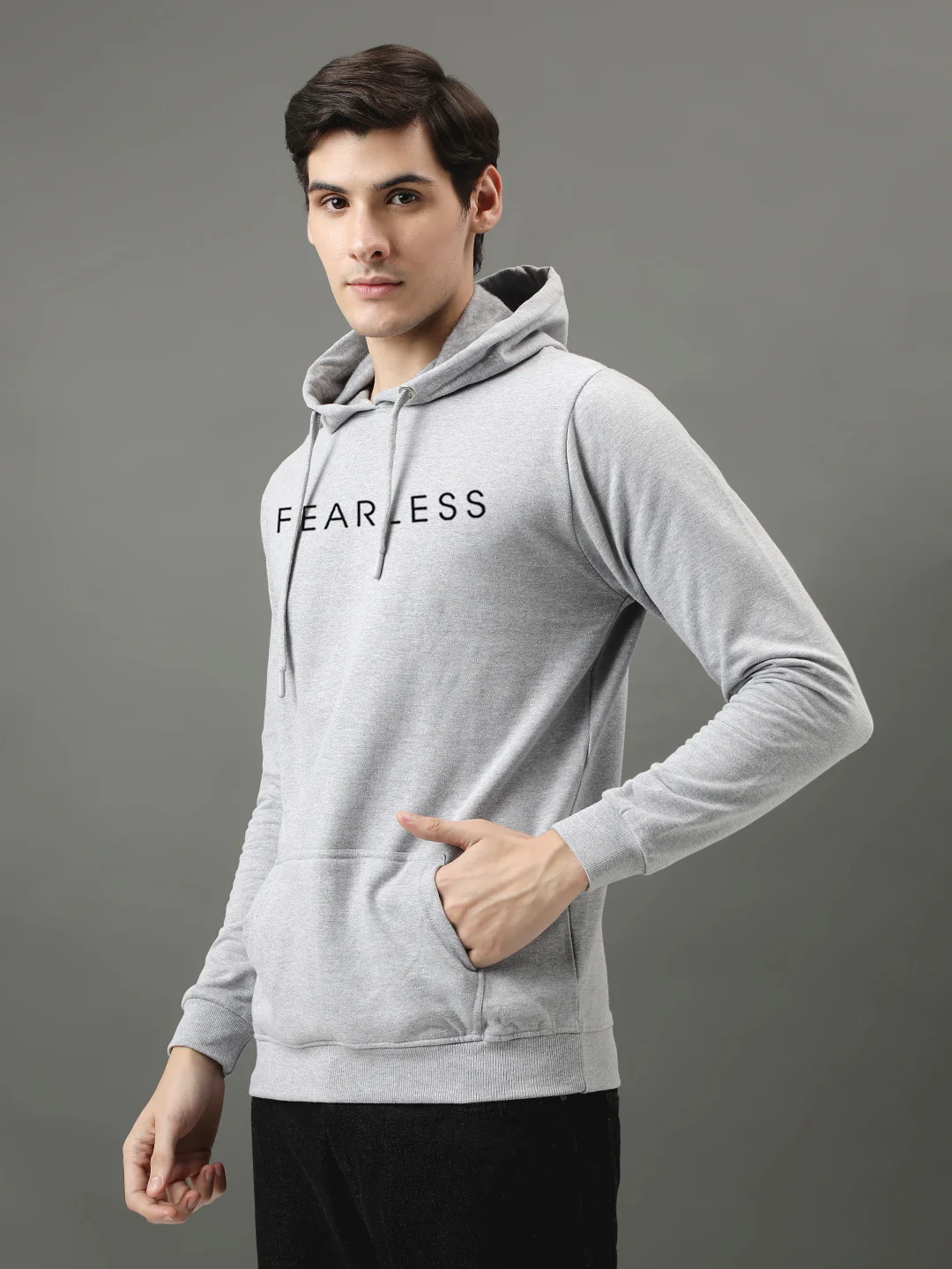 Men Grey Printed Hoodie - Image 4
