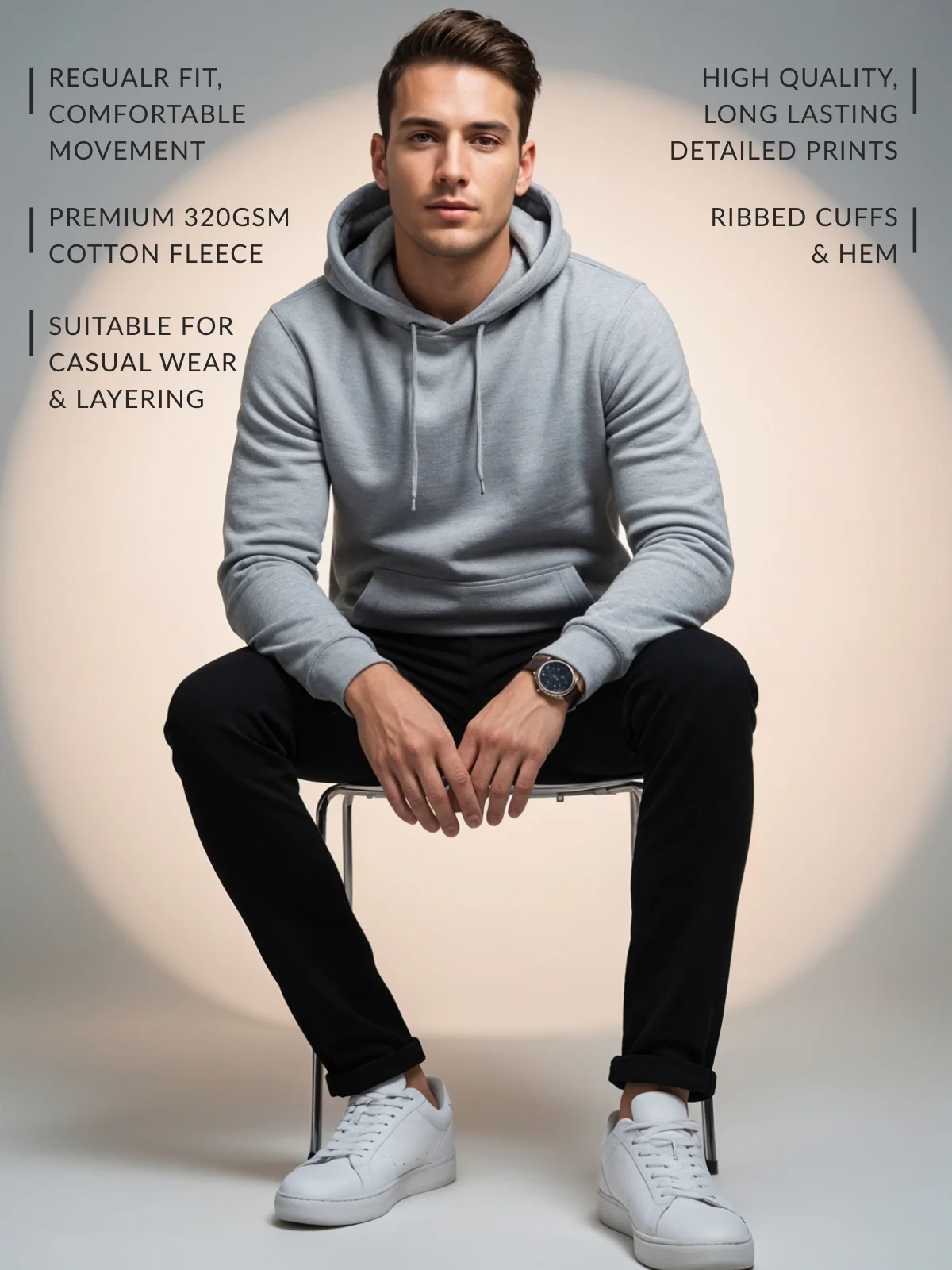 Men Grey Printed Hoodie - Image 7