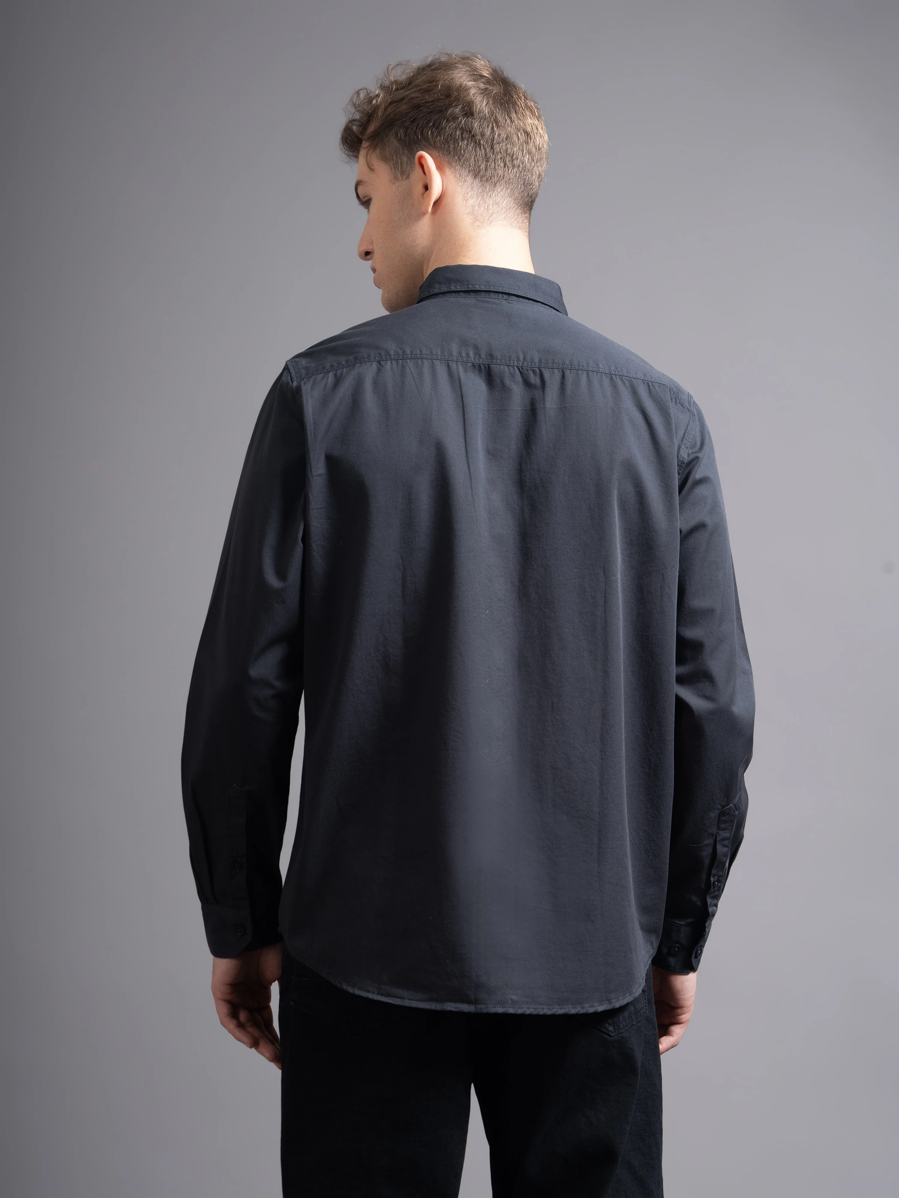 Men Grey Twill Shirt - Image 4