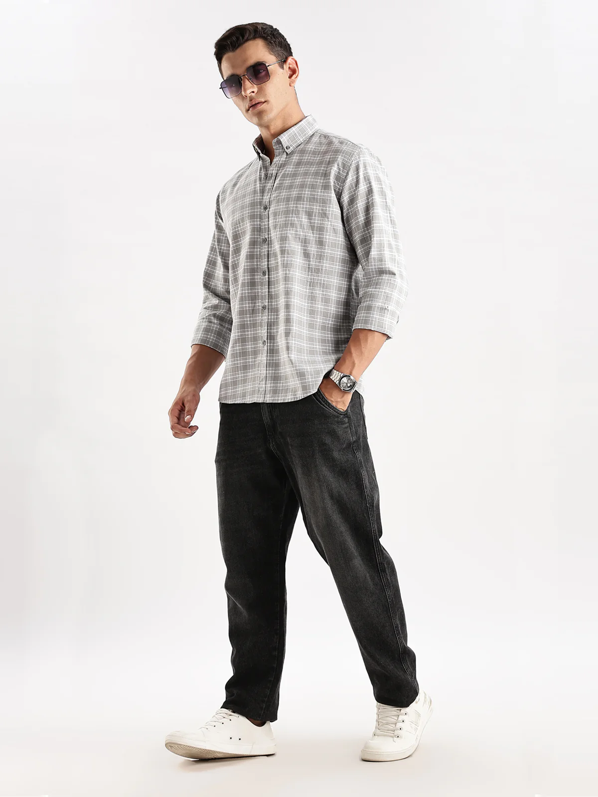 Men Grey Casual Shirt - Image 5