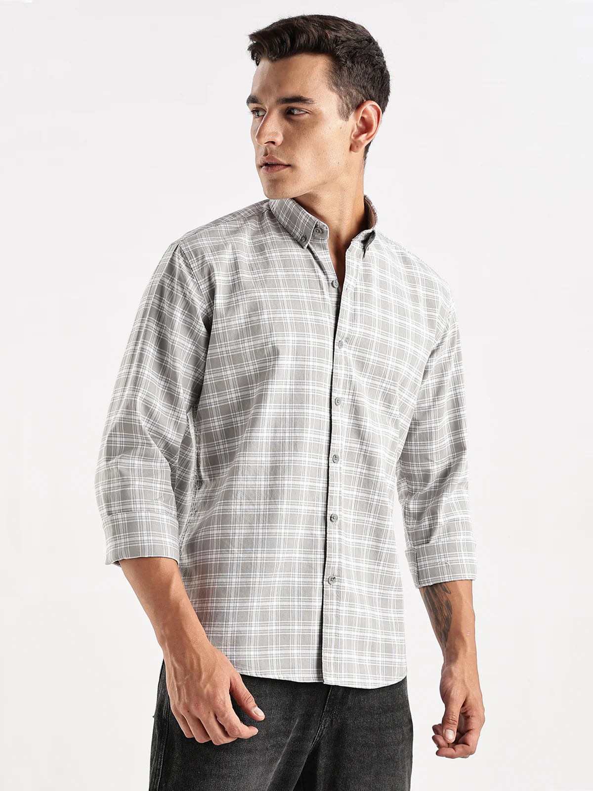 Men Grey Casual Shirt - Image 6