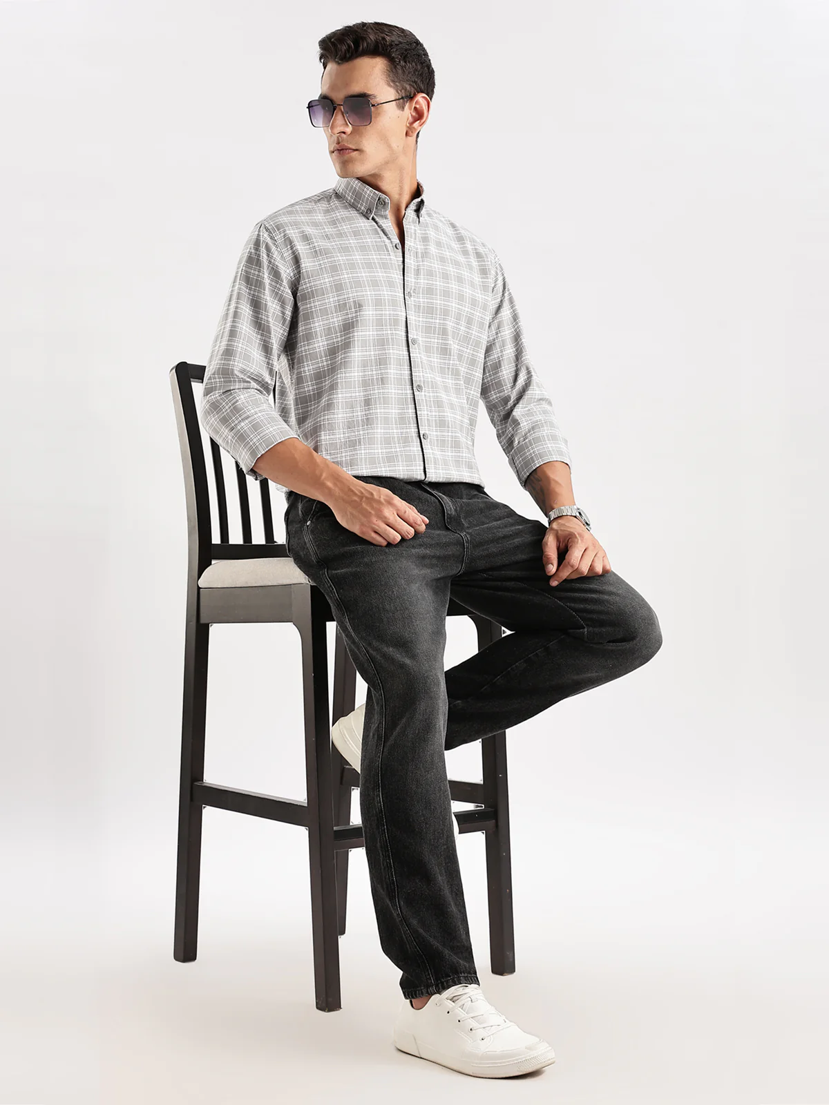 Men Grey Casual Shirt - Image 7