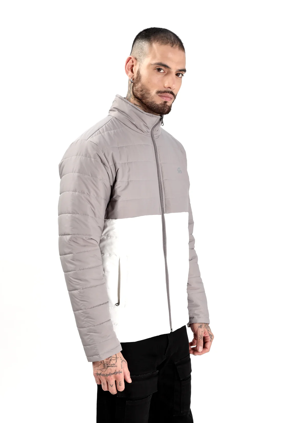 Men Grey Winter Ready Bomber Jacket - Image 3
