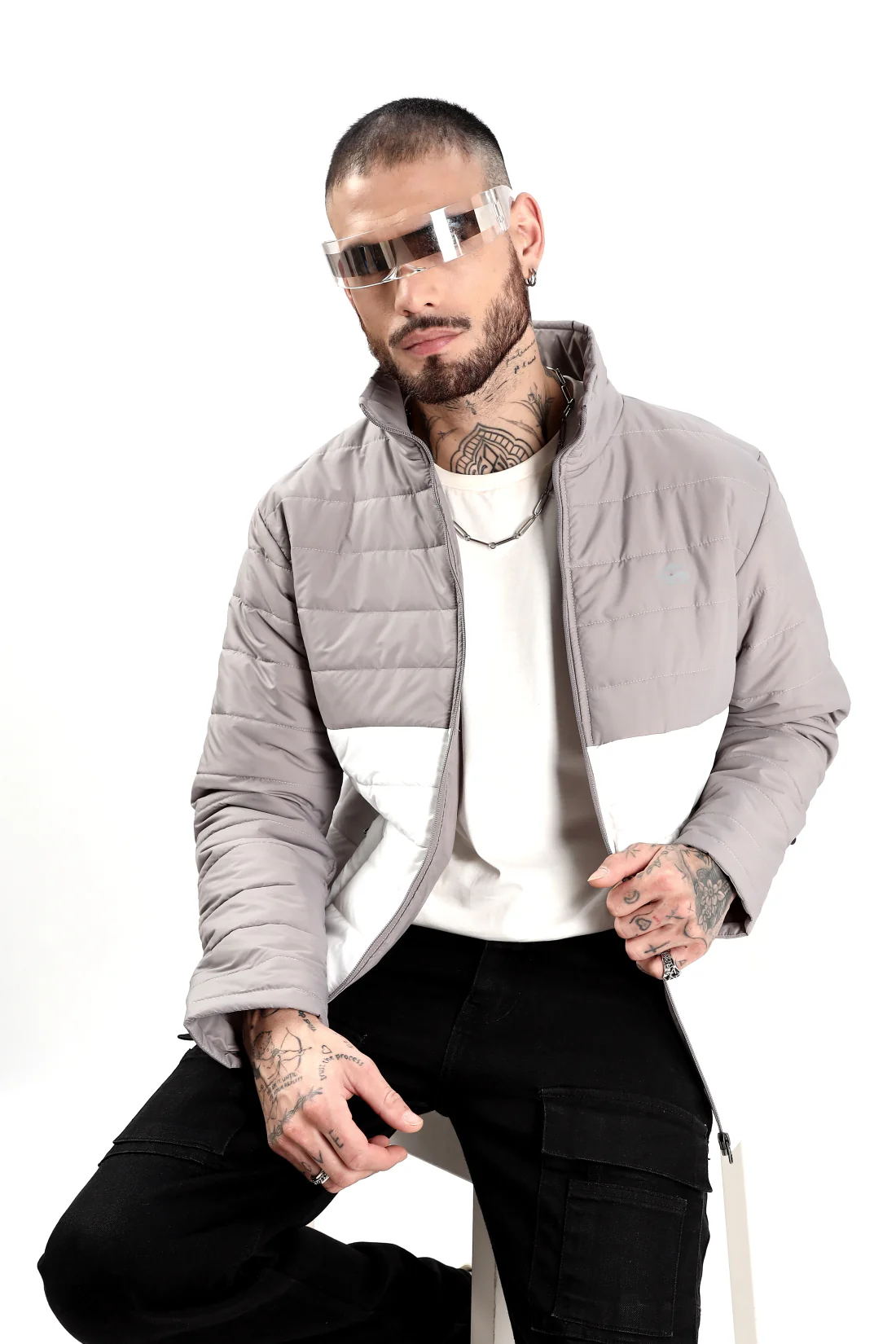 Men Grey Winter Ready Bomber Jacket - Image 7