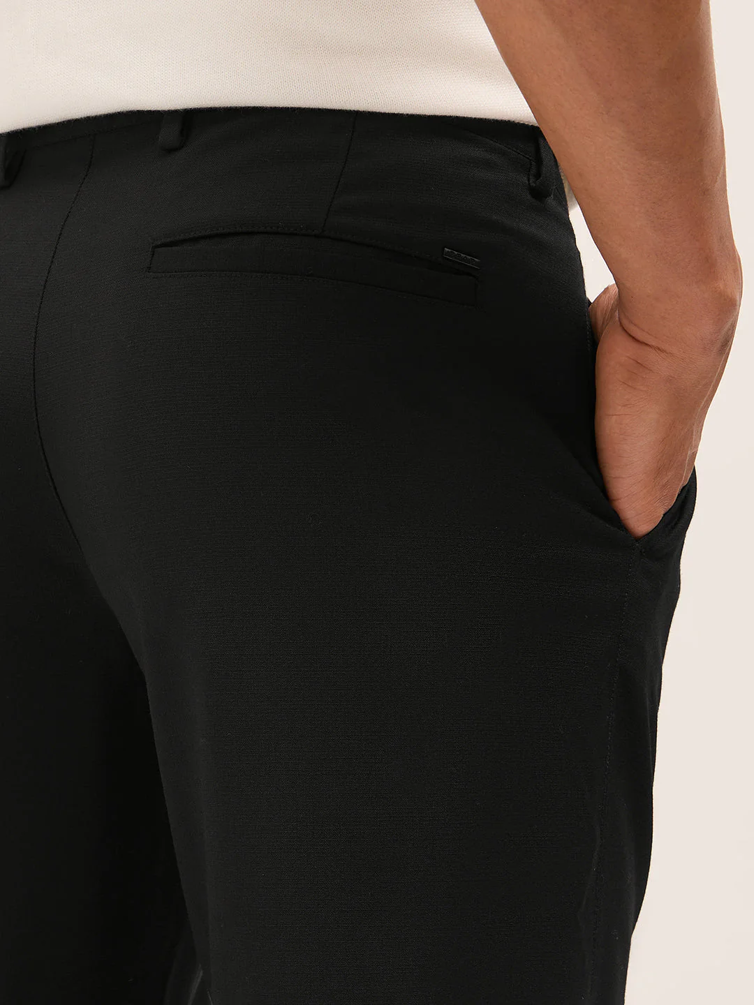Men Grey Woven Design Slim Fit Formal Trouser - Image 6
