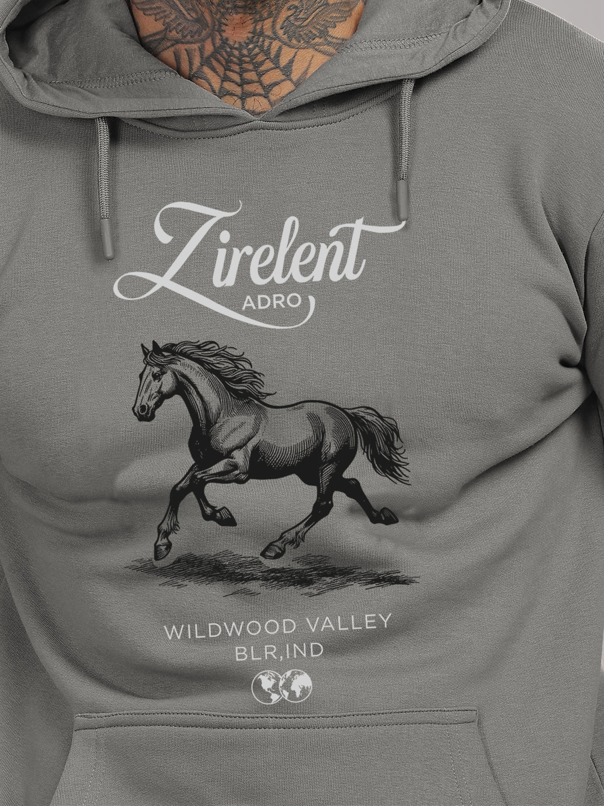 Men Grey Printed Hoodie - Image 3
