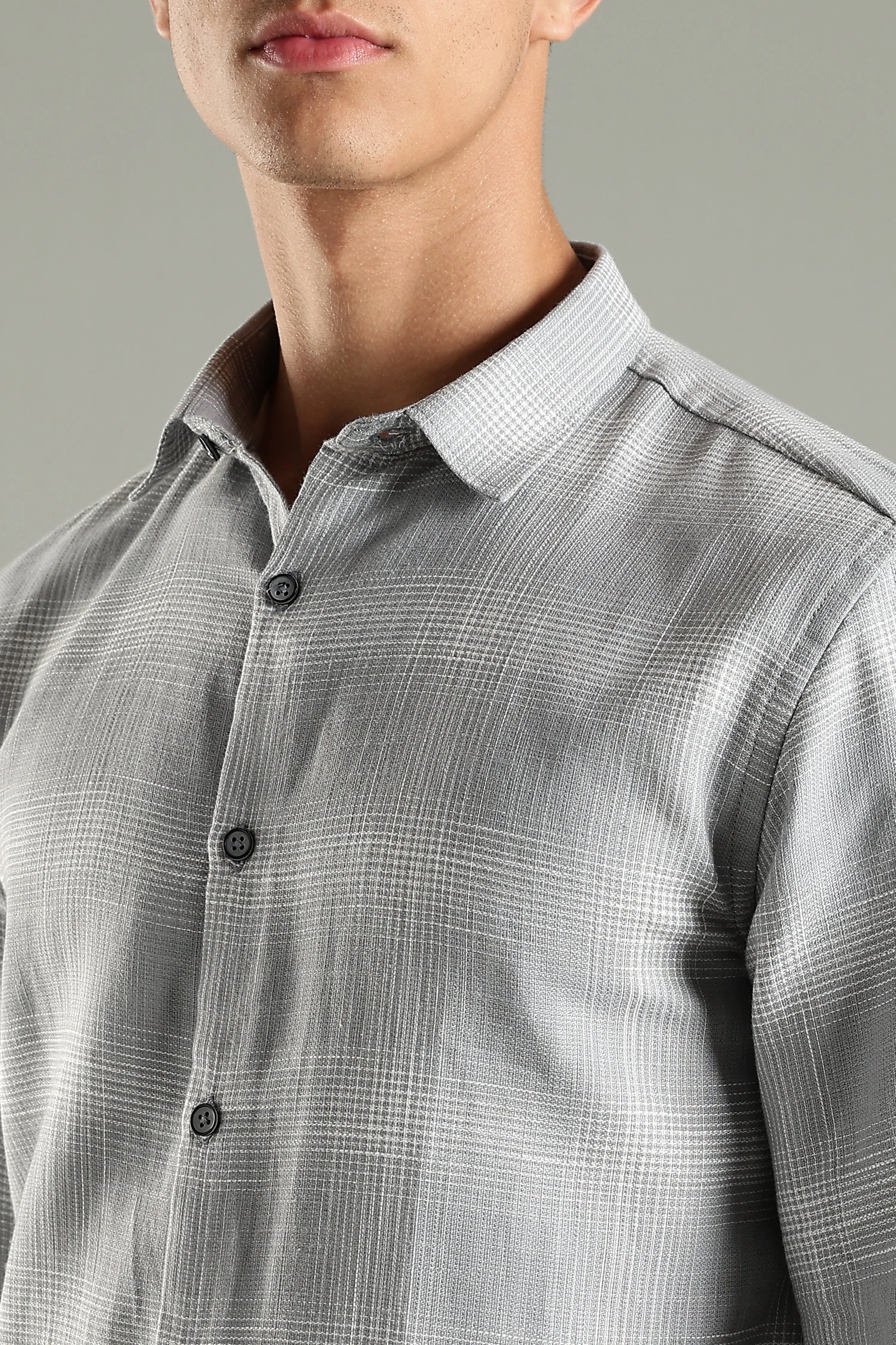 Men Gridle Grey Checks Shirt - Image 4