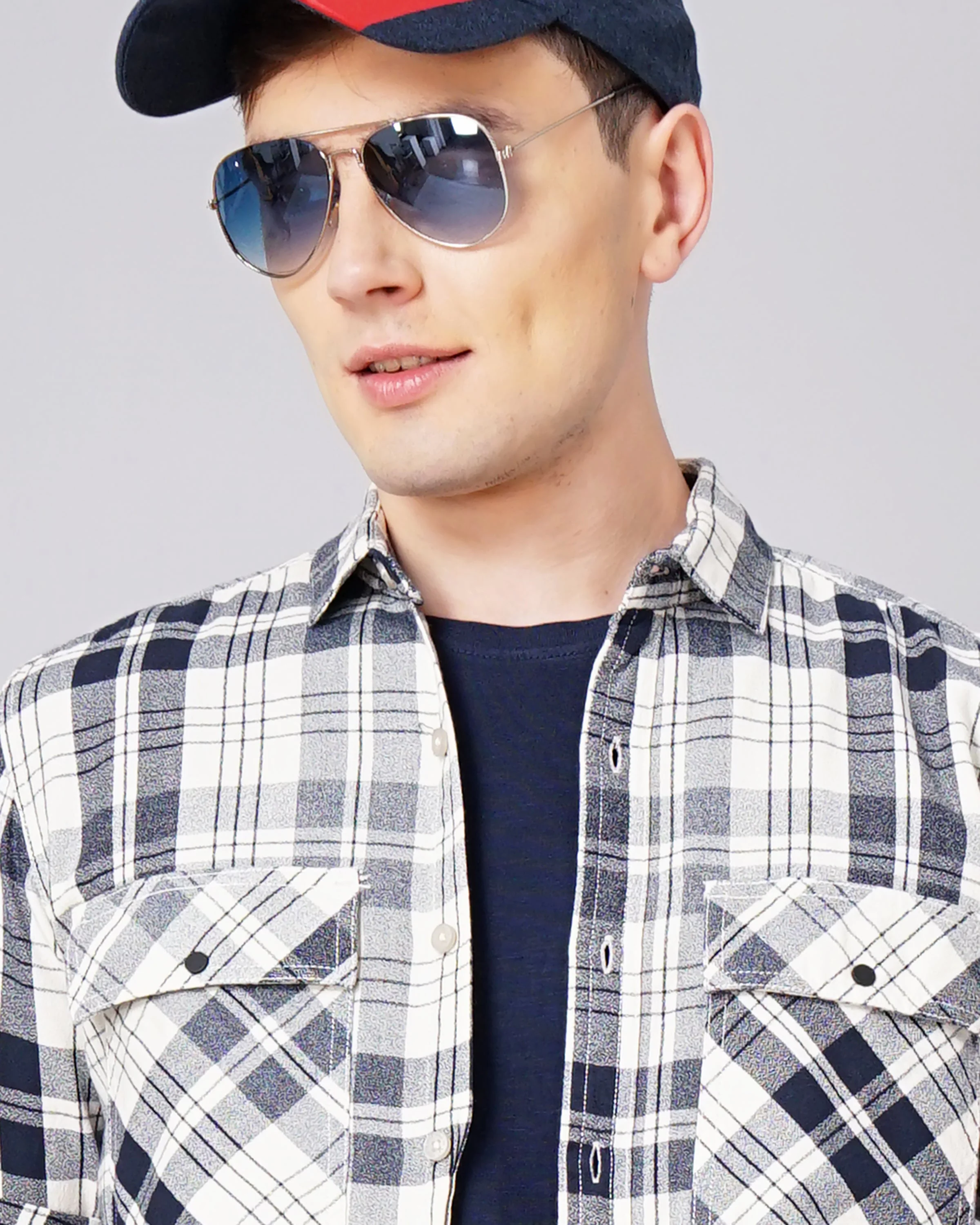Men Grindle White Checks Shirt - Image 2
