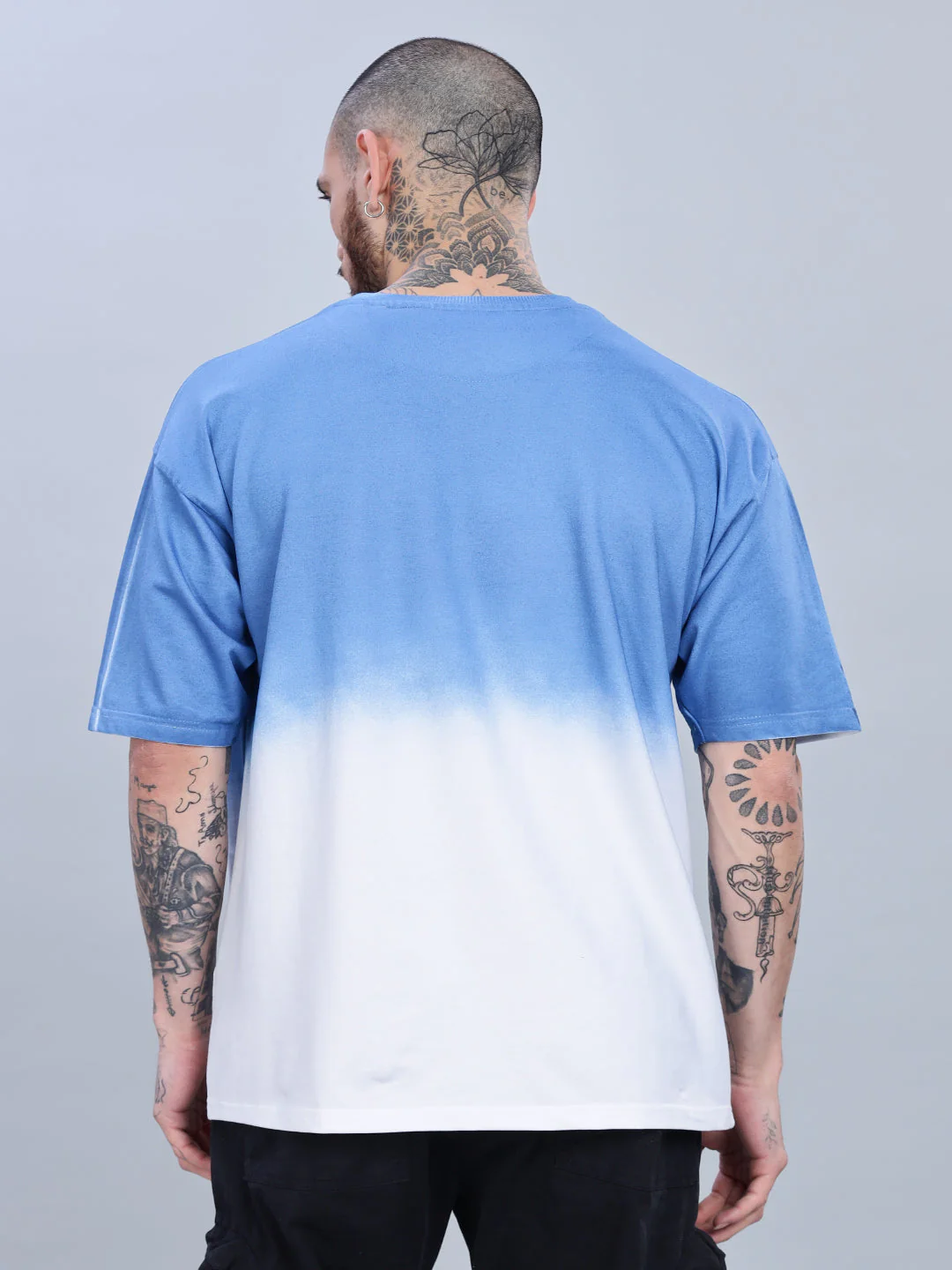Men Half Hue Oversized Blue T-Shirt - Image 2