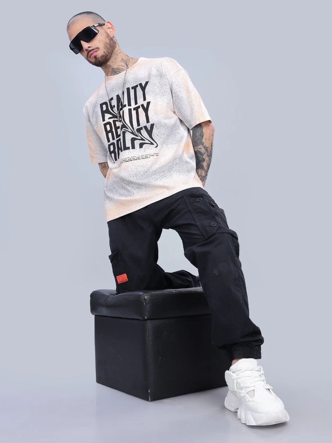 Men Half Hue Oversized Blue T-Shirt - Image 7