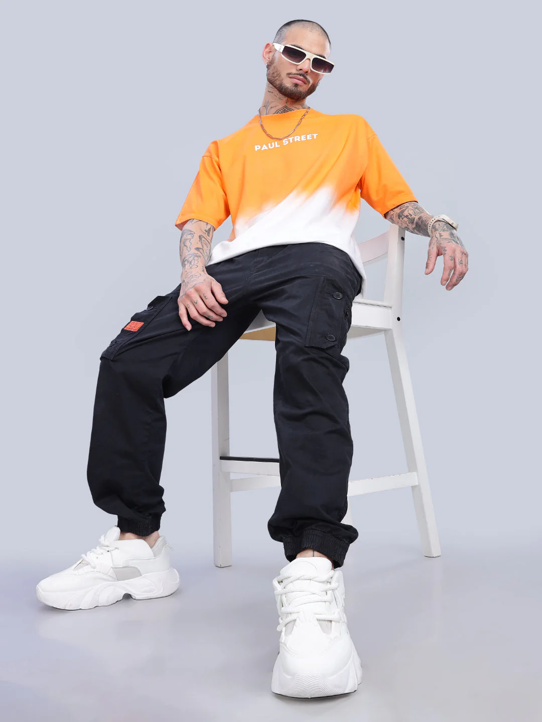 Men Half Hue Oversized Grey T-Shirt - Image 10