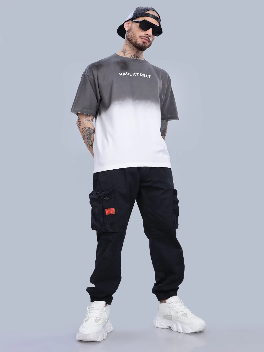 Men Half Hue Oversized Grey T-Shirt - Image 3