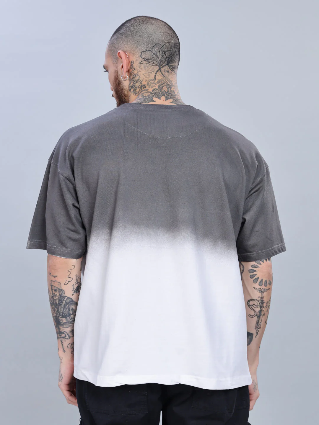 Men Half Hue Oversized Grey T-Shirt - Image 5