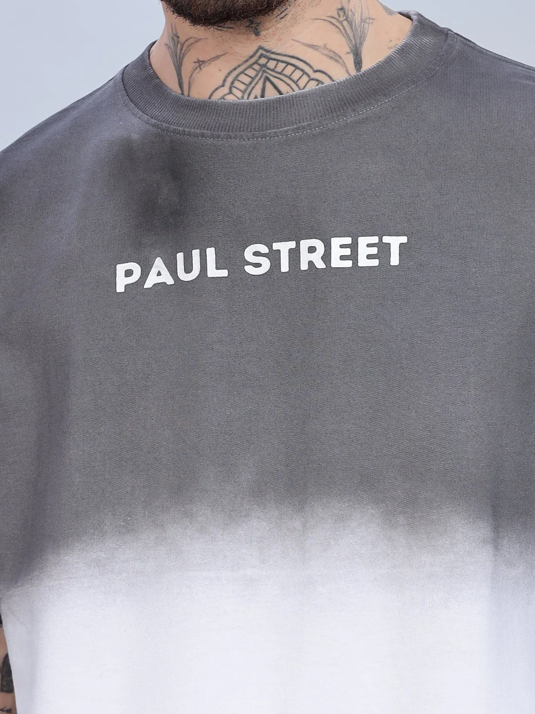 Men Half Hue Oversized Grey T-Shirt - Image 6