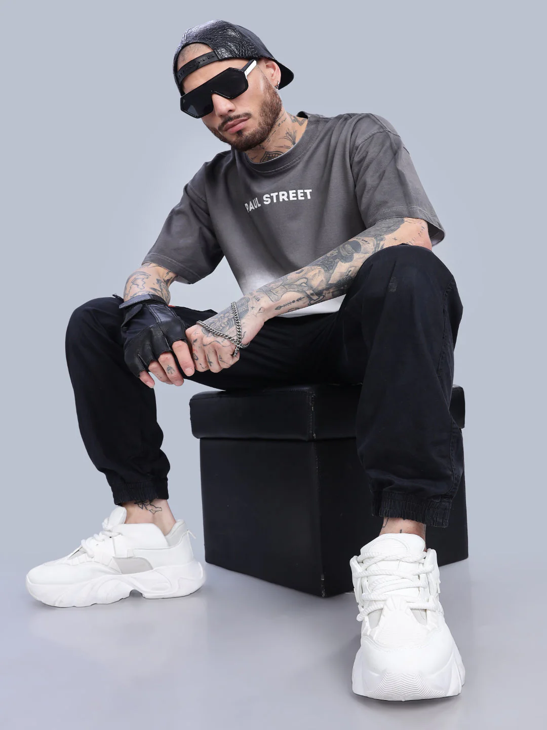 Men Half Hue Oversized Grey T-Shirt - Image 7